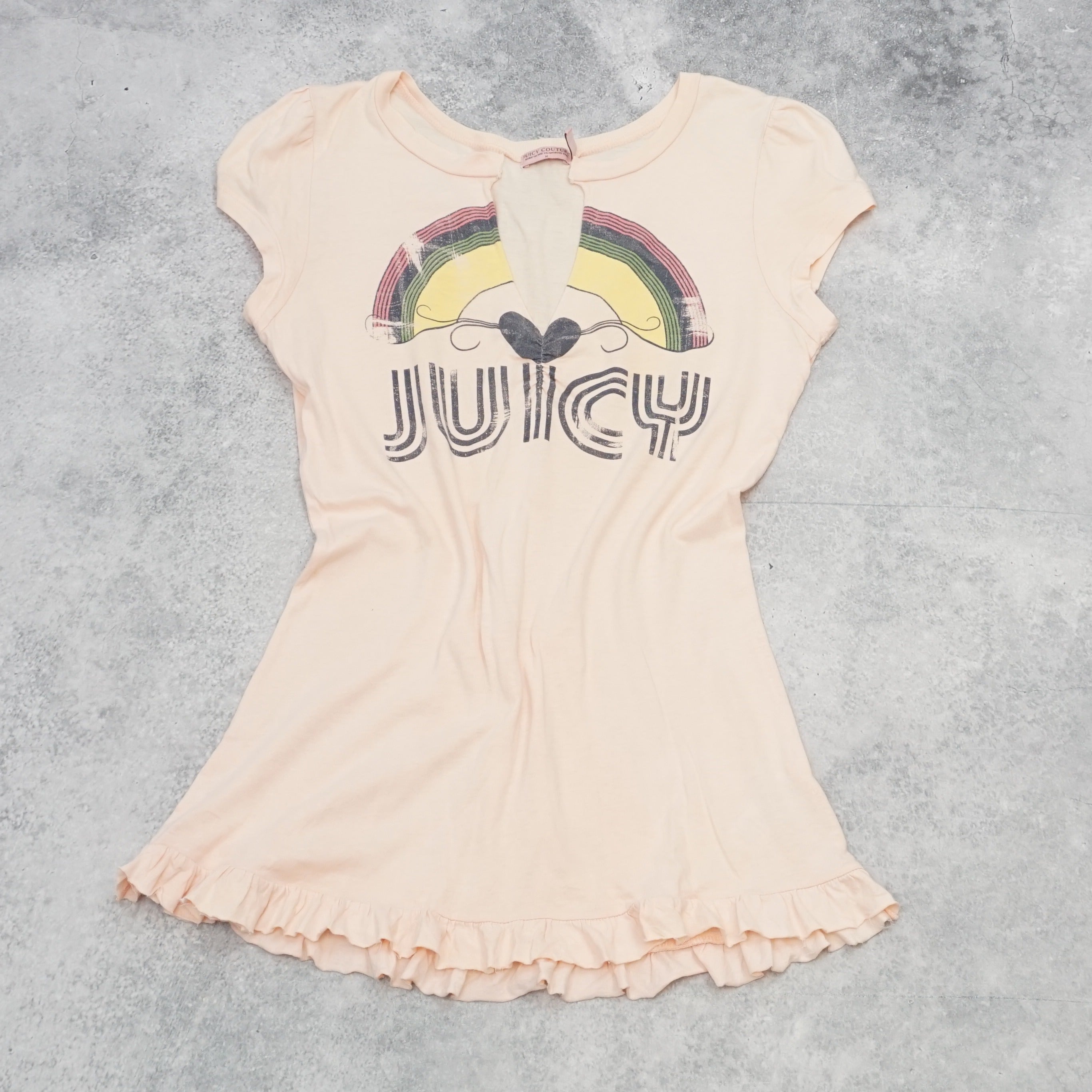 2000s Juicy Couture Graphic Rainbow Top Tee