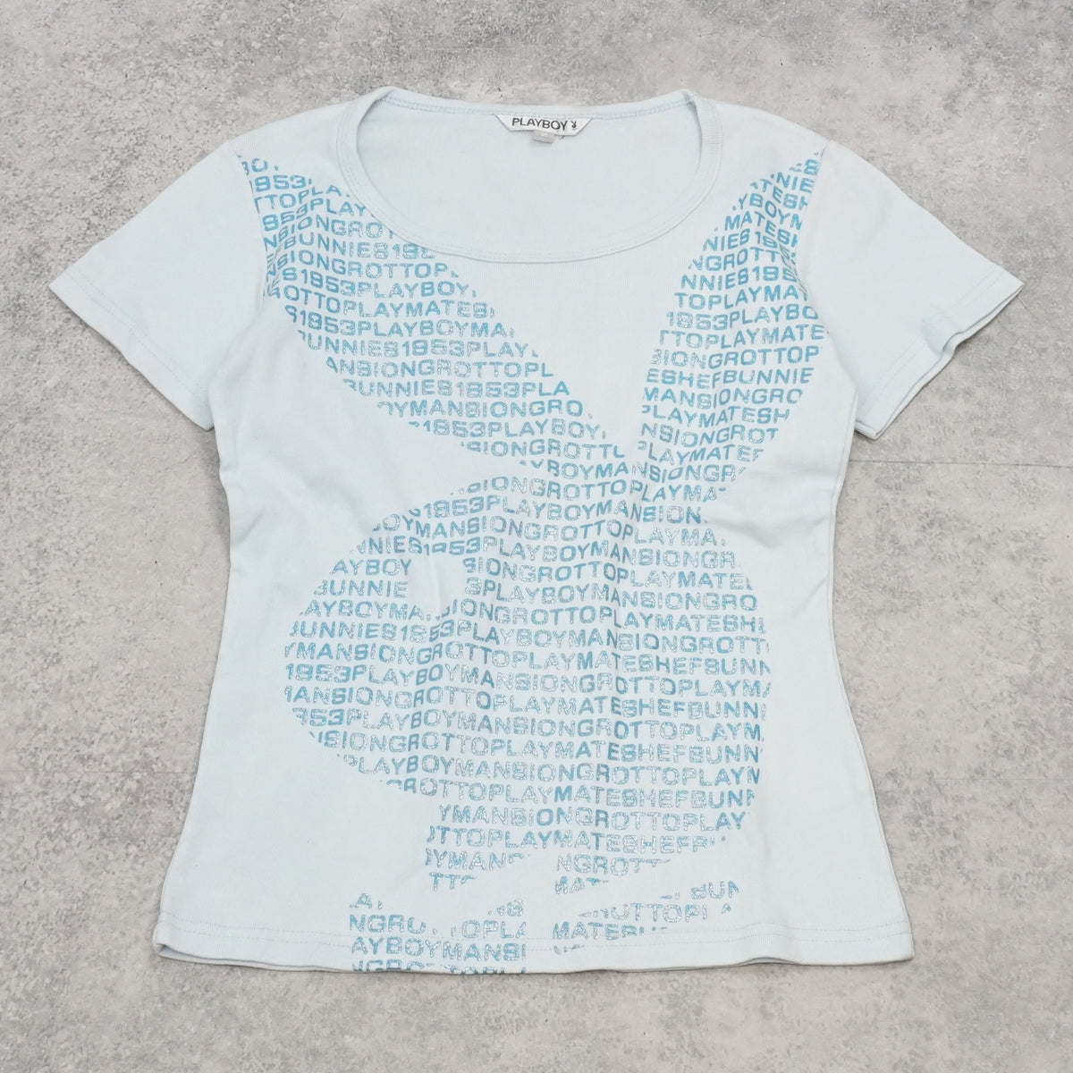 2000s Playboy Baby Tee Glitter Bunny Graphic T-Shirt