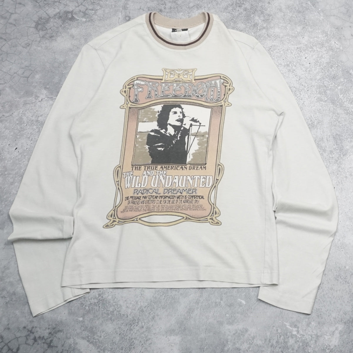90s Dolce & Gabbana Freedom Graphic Long Sleeve Top Long Sleeve