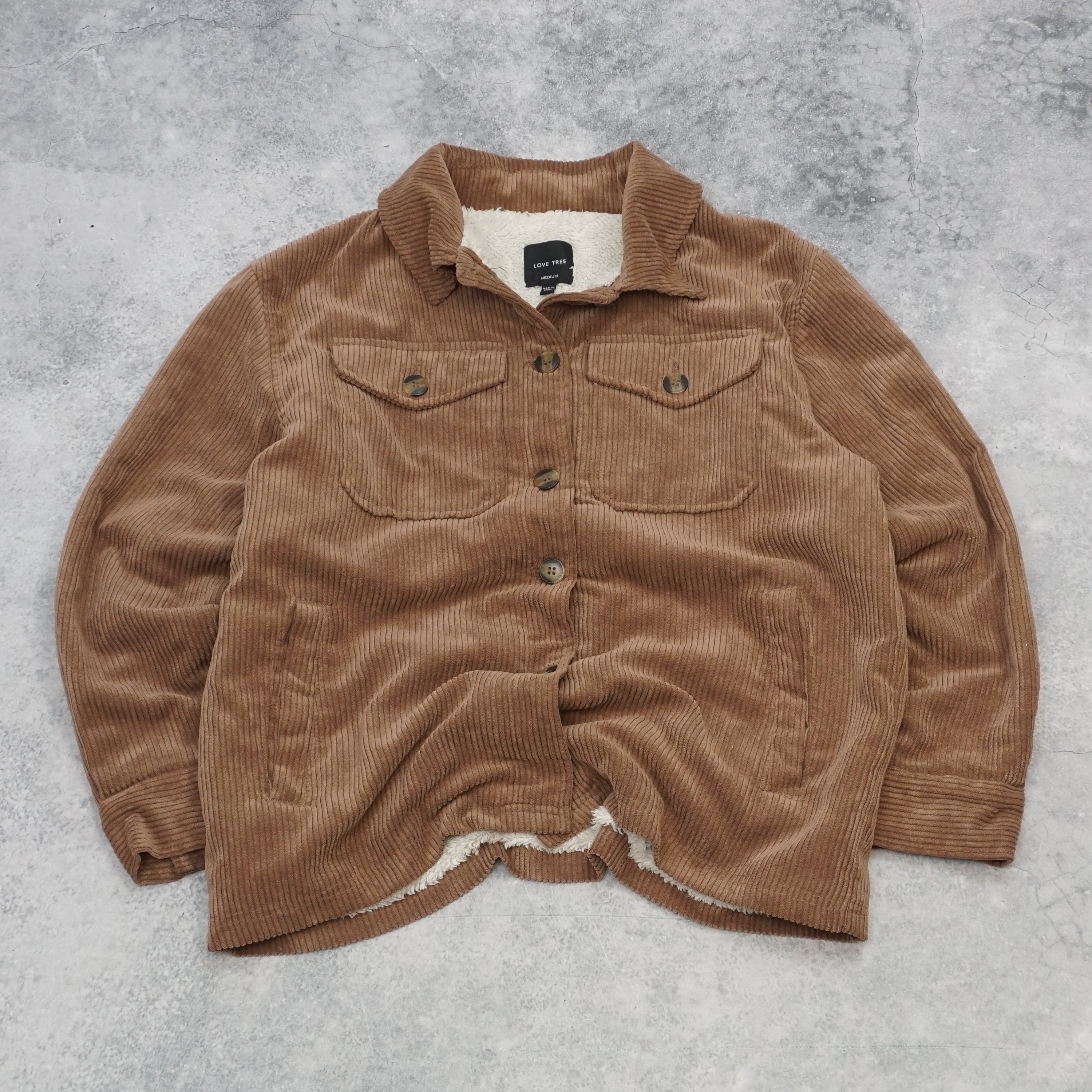 Love Tree Corduroy Sherpa Lined Shirt