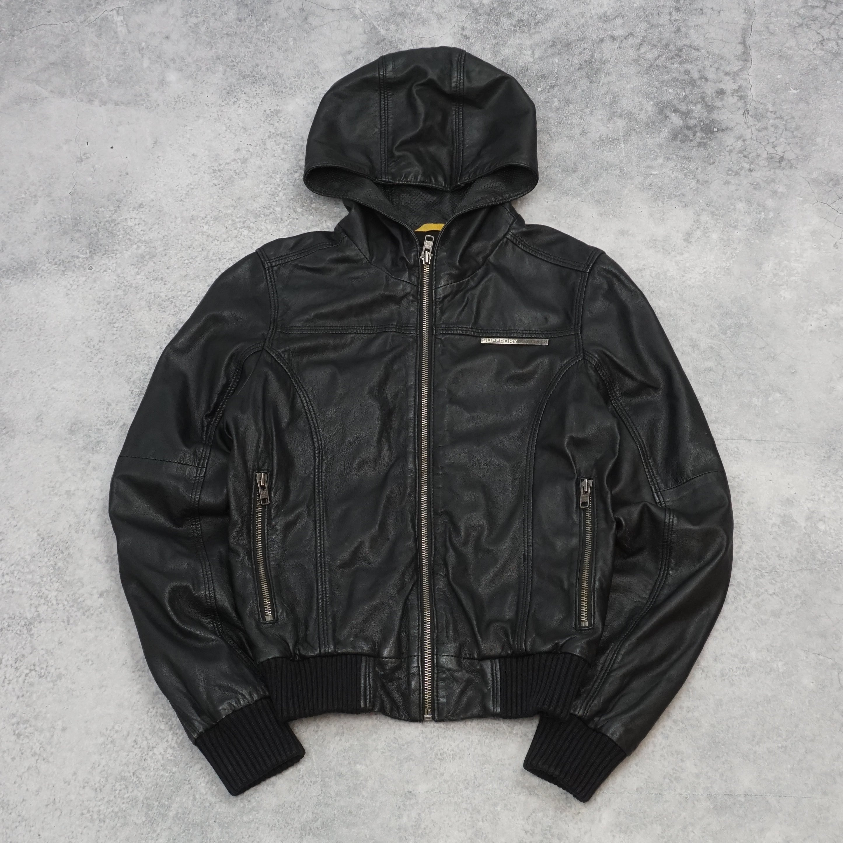 Superdry Hooded Leather Jacket