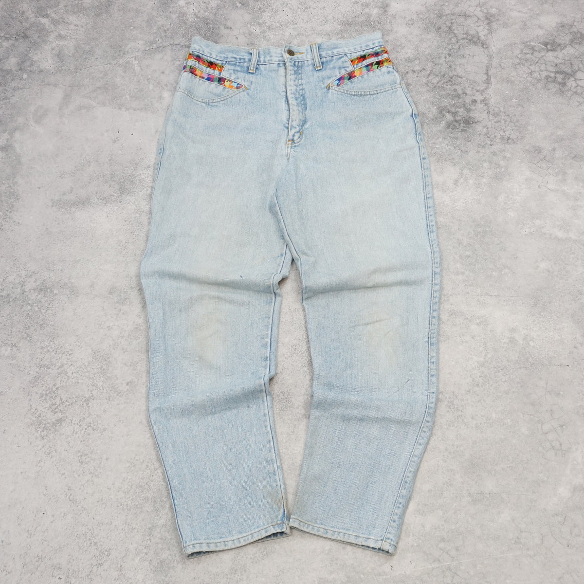 90s Corfu Multicolour Trim High Waist Jeans