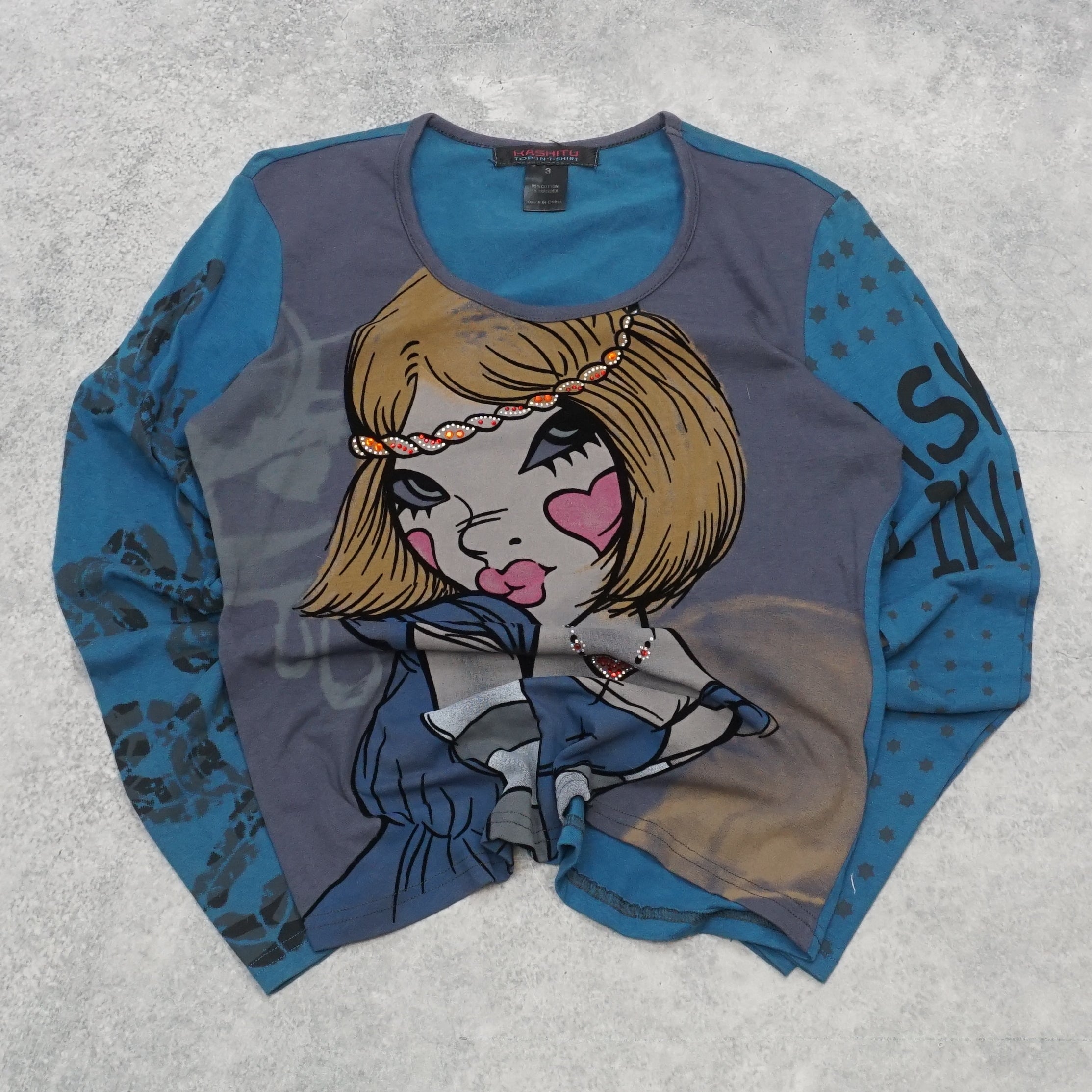 2000s Kashitu Graphic Long Sleeve Top