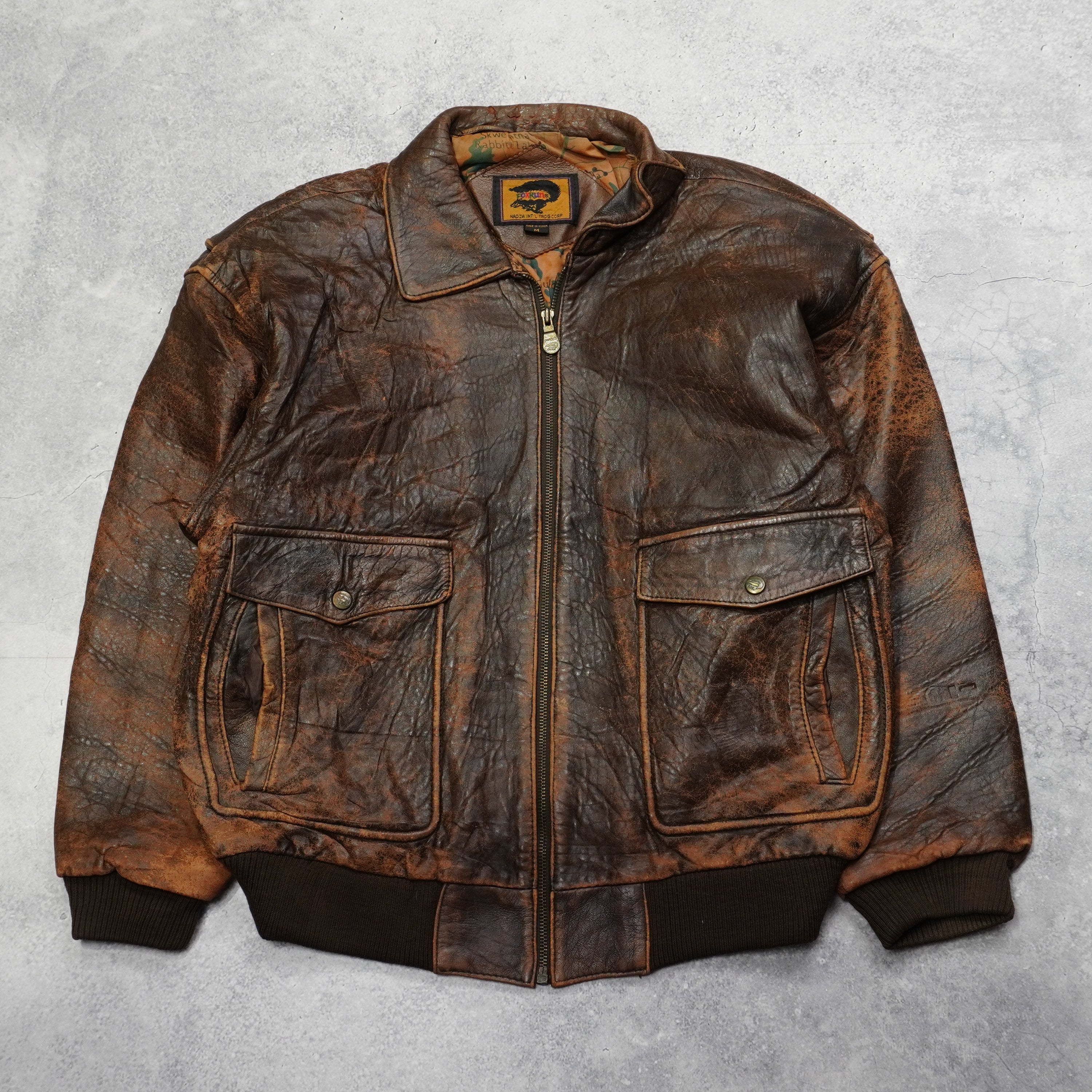 90s Fox Run Aviator Leather Jacket