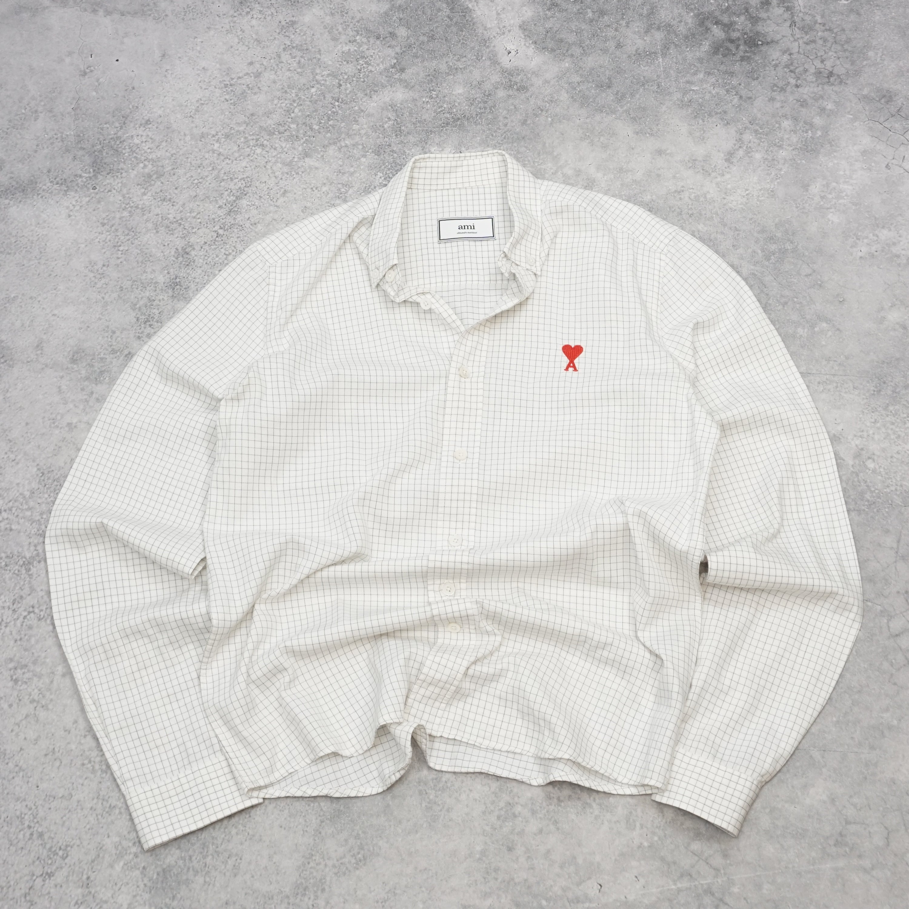 Ami Grid Check Heart Shirt