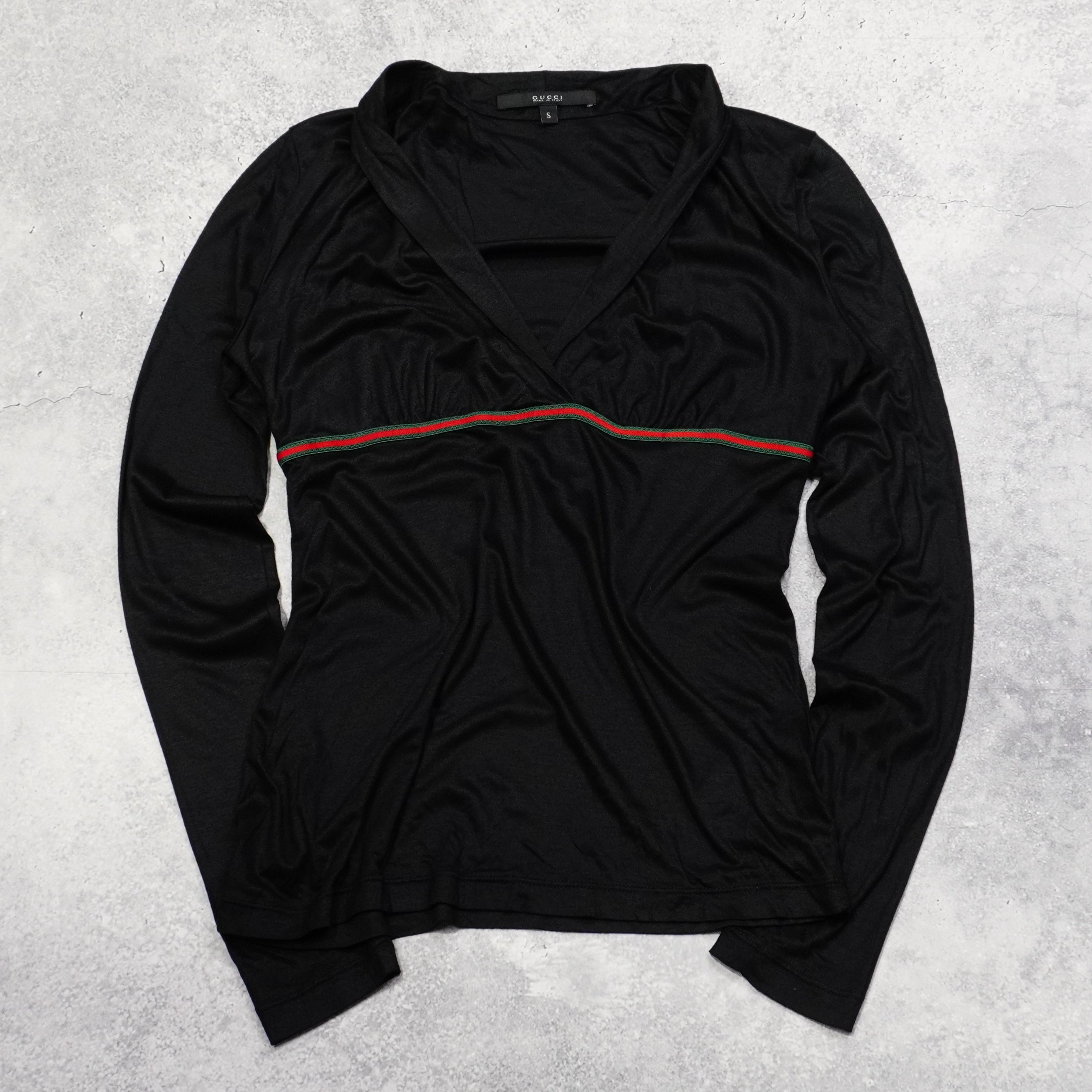 2000s Gucci Shawl Collar Top Long Sleeve