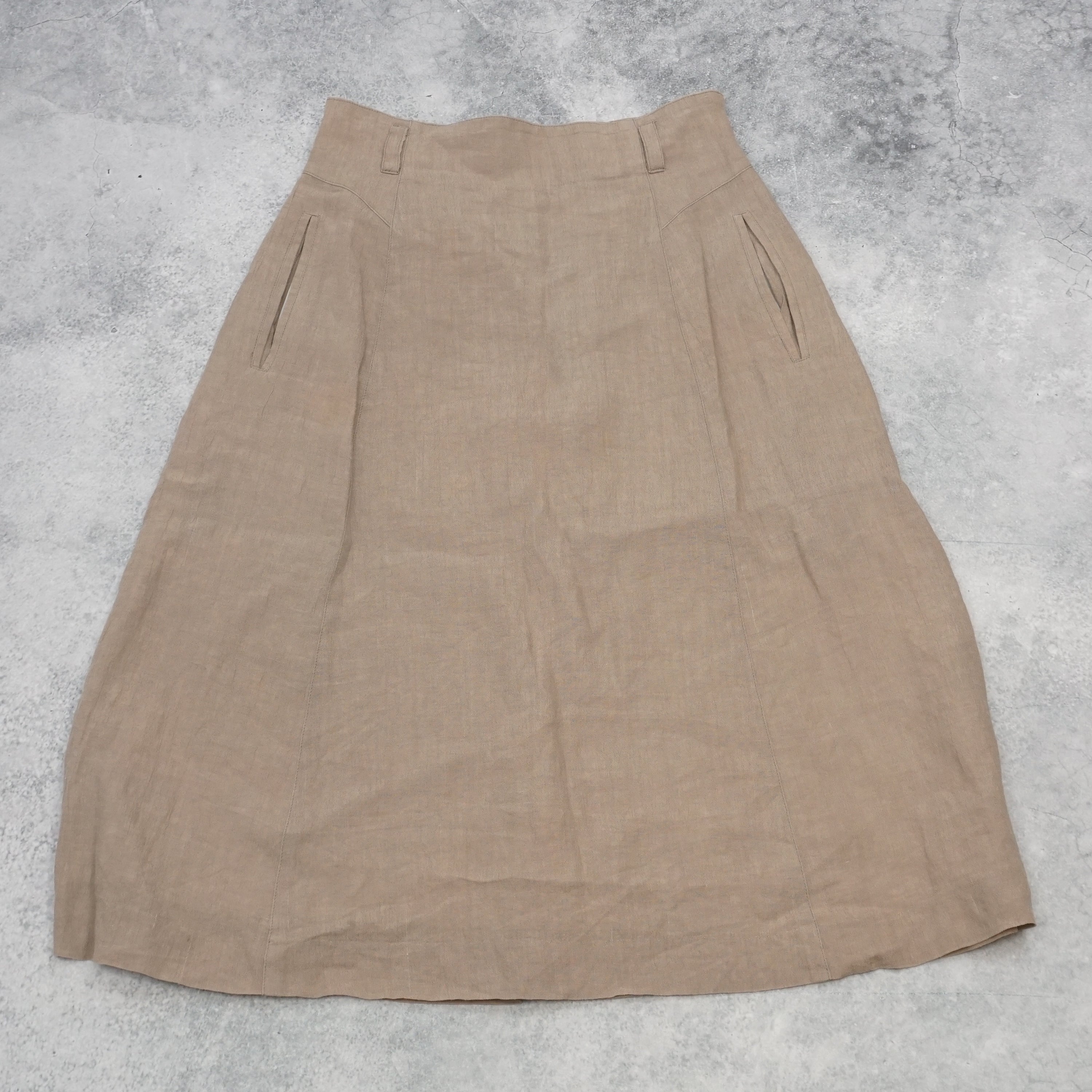 Keffy Linen A-Line Midi Skirt