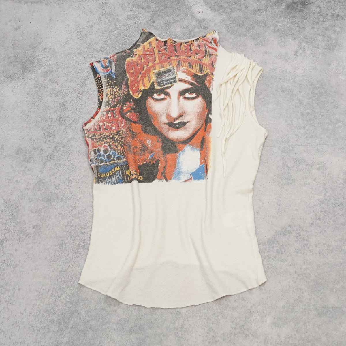 2000s Replay Graphic Fringe Sleeveless Top