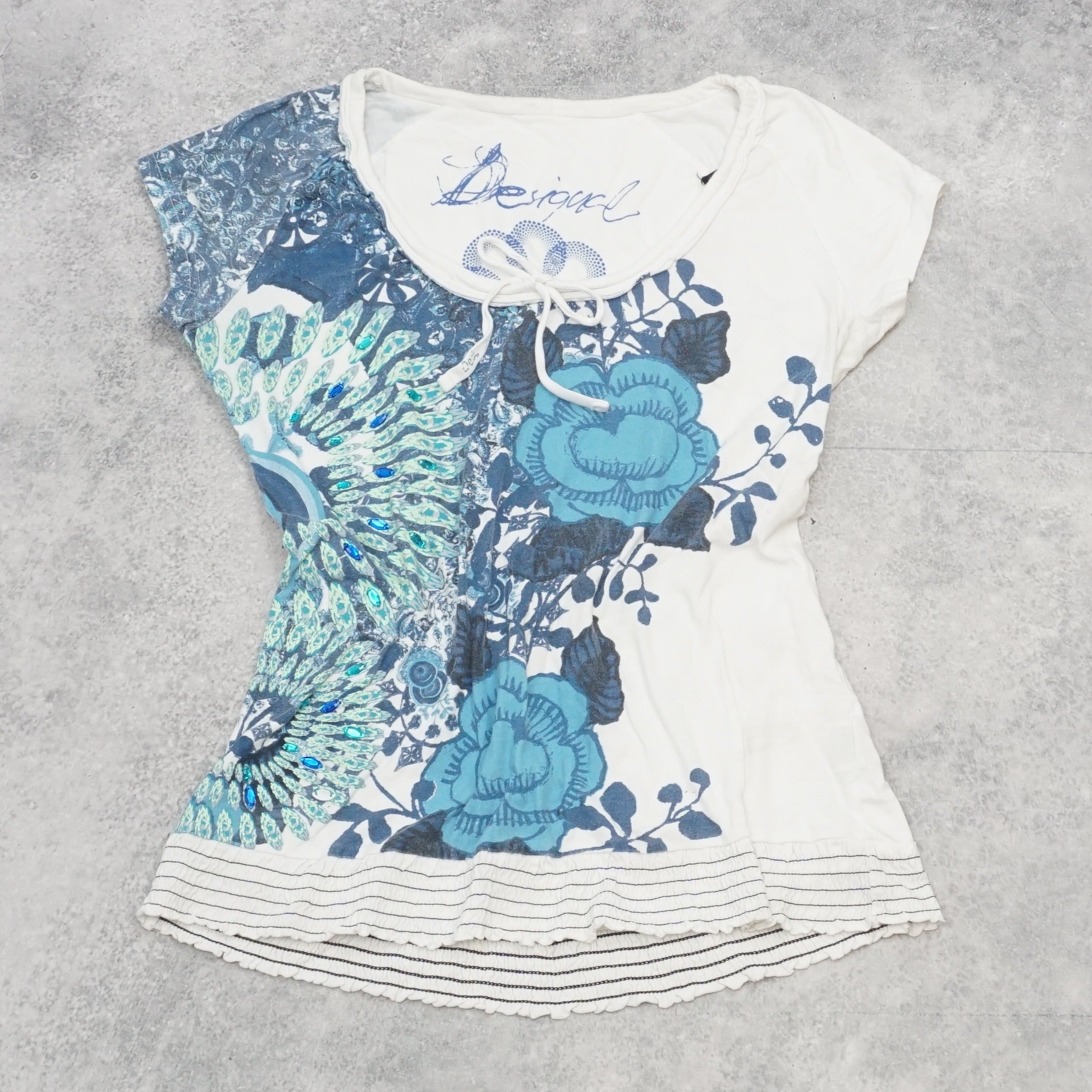 2000s Desigual Graphic Floral Top