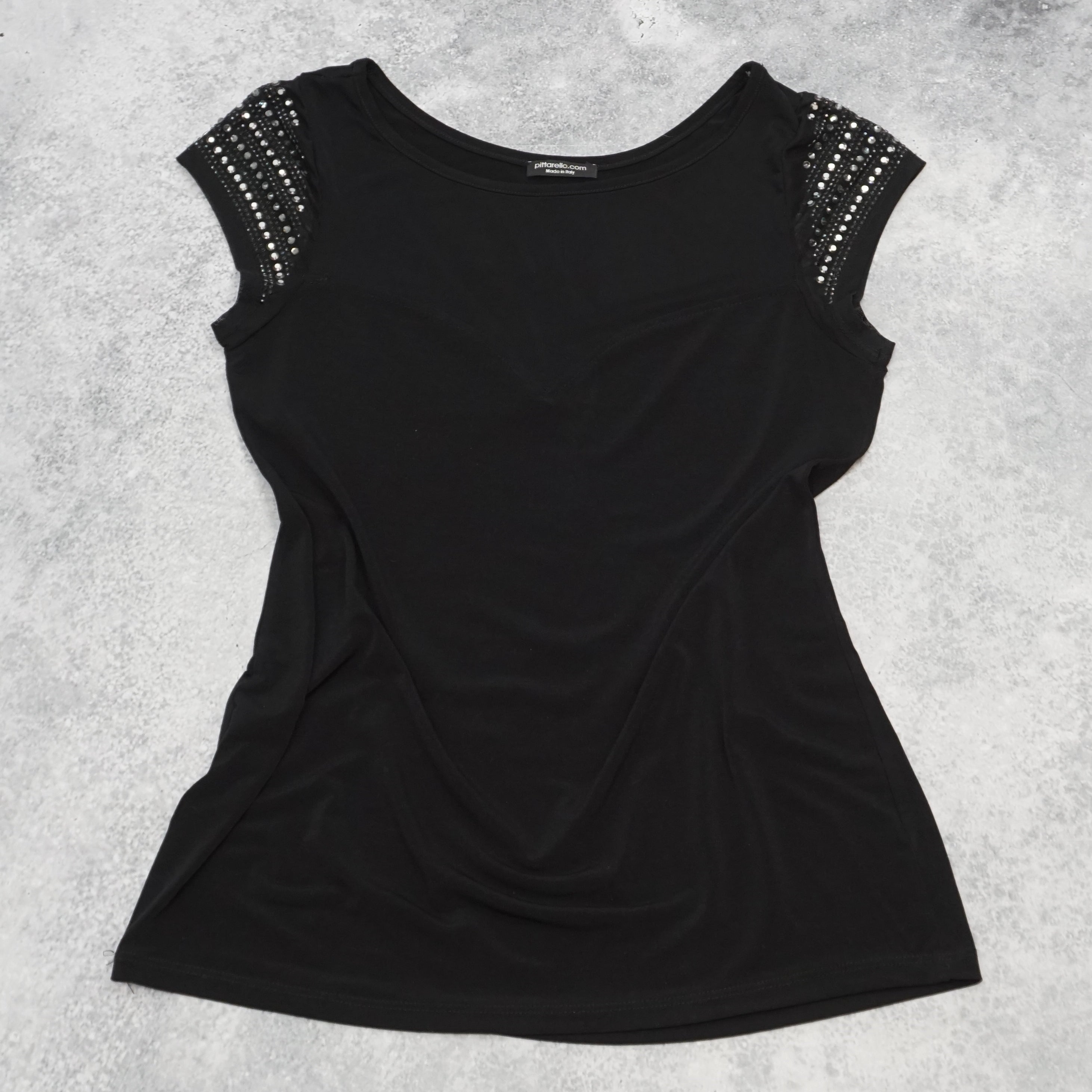 pittarello.com Embellished Sleeve Top Tee