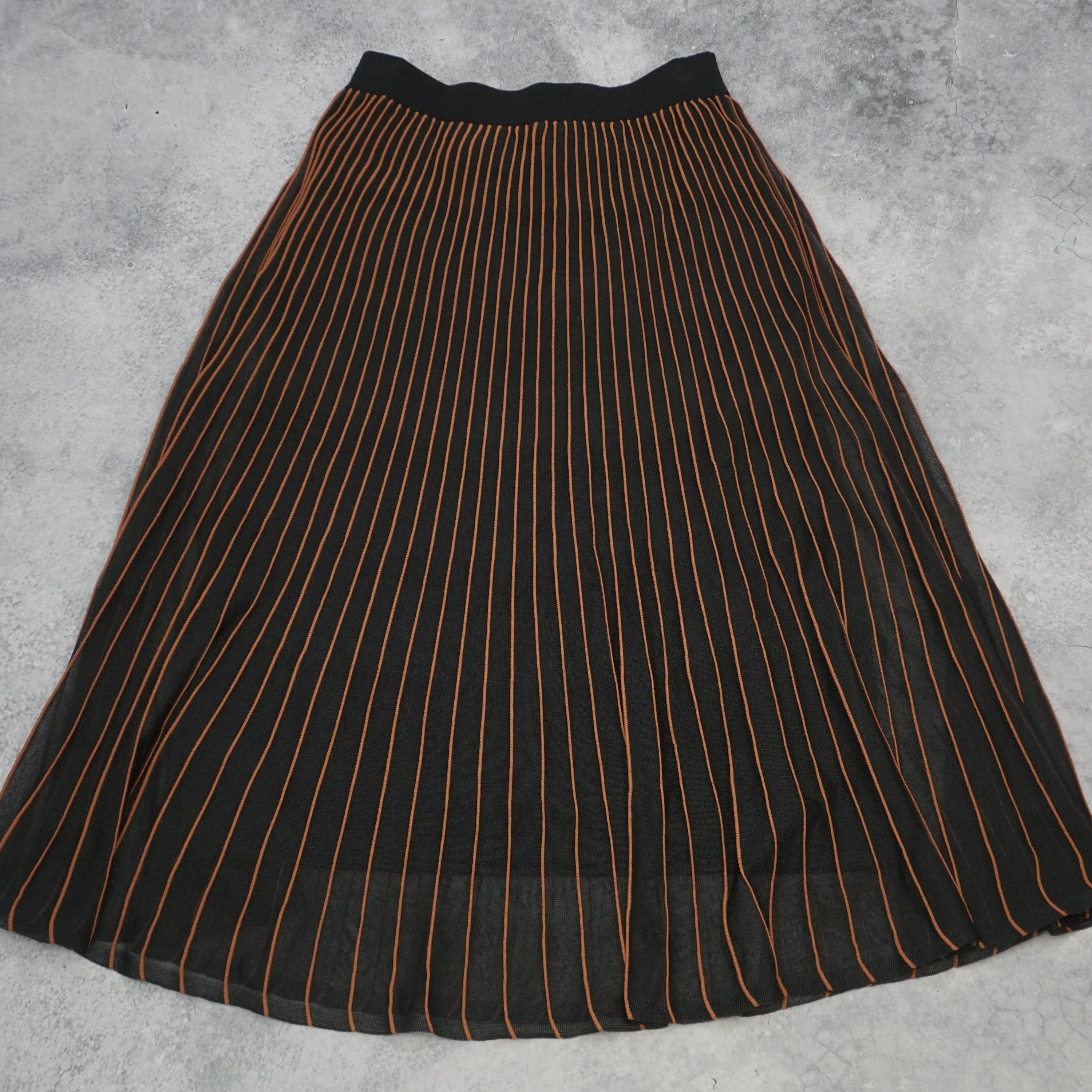 Veronika Maine Striped Pleated Skirt