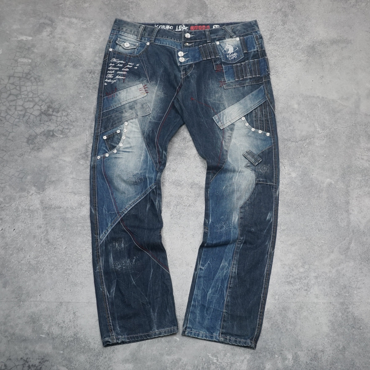 2000s Kosmo Lupo Patchwork Embroidered Jeans
