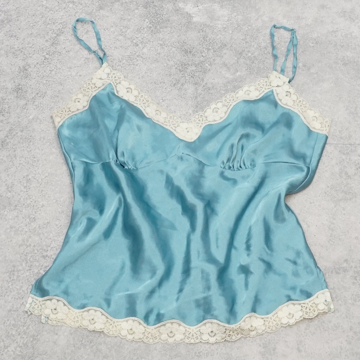 2000s Esprit Lace Trim Satin Cami Top