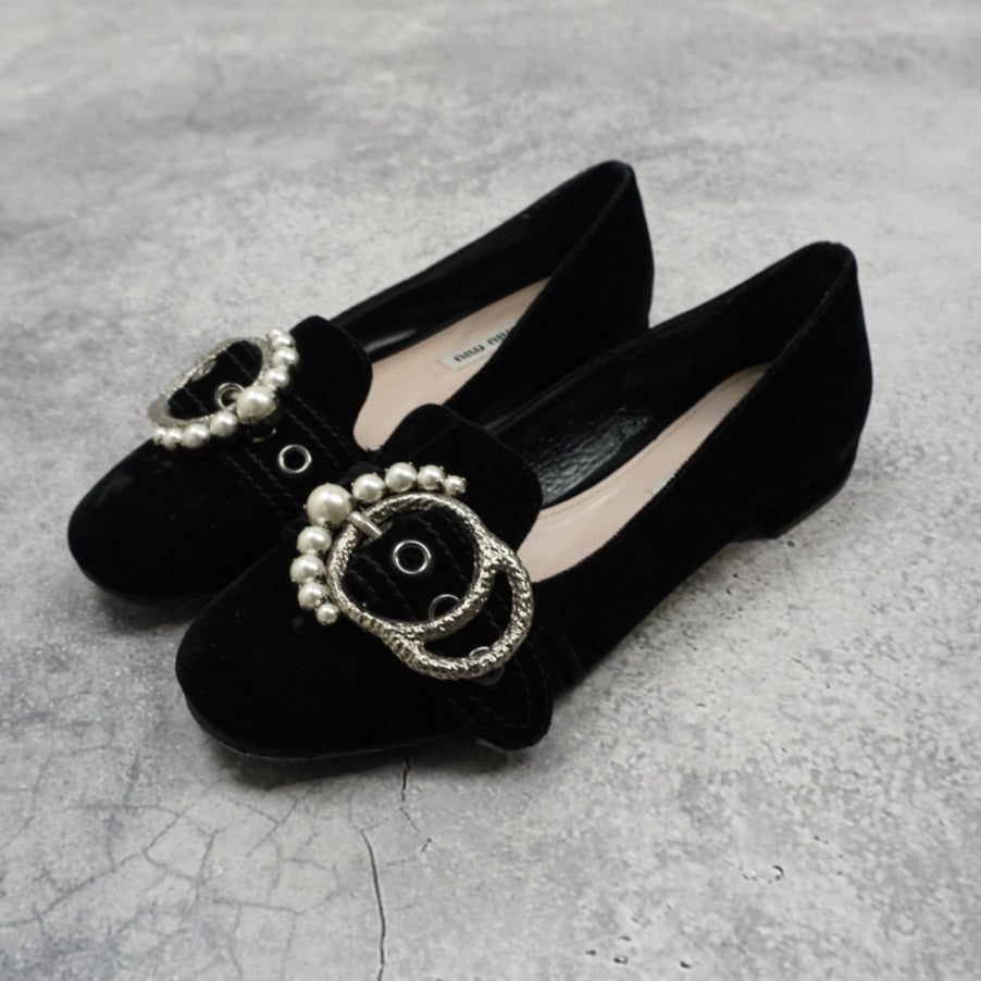 Miu Miu Velvet Flats Shoes