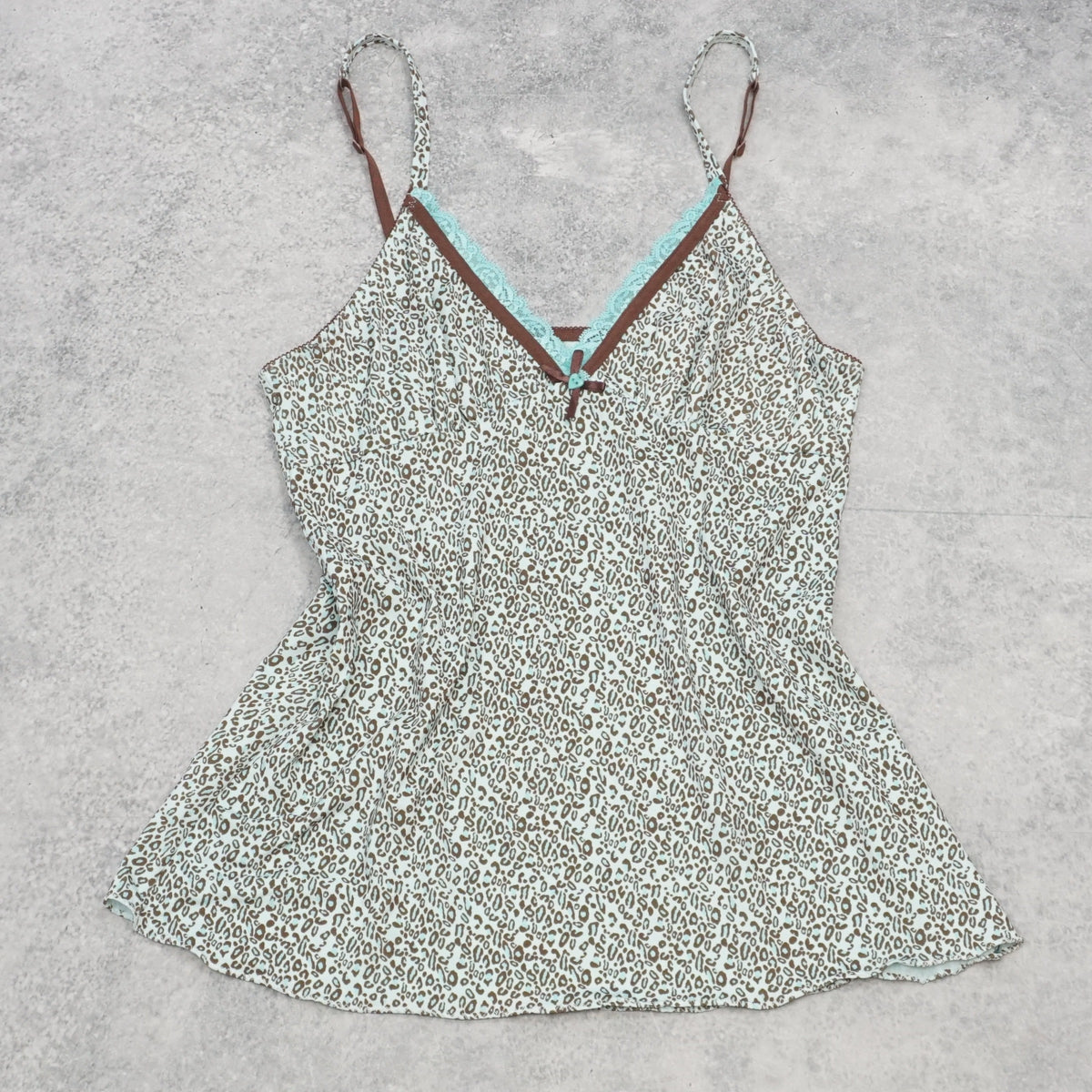2000s Leopard Lace Trim Cami Top