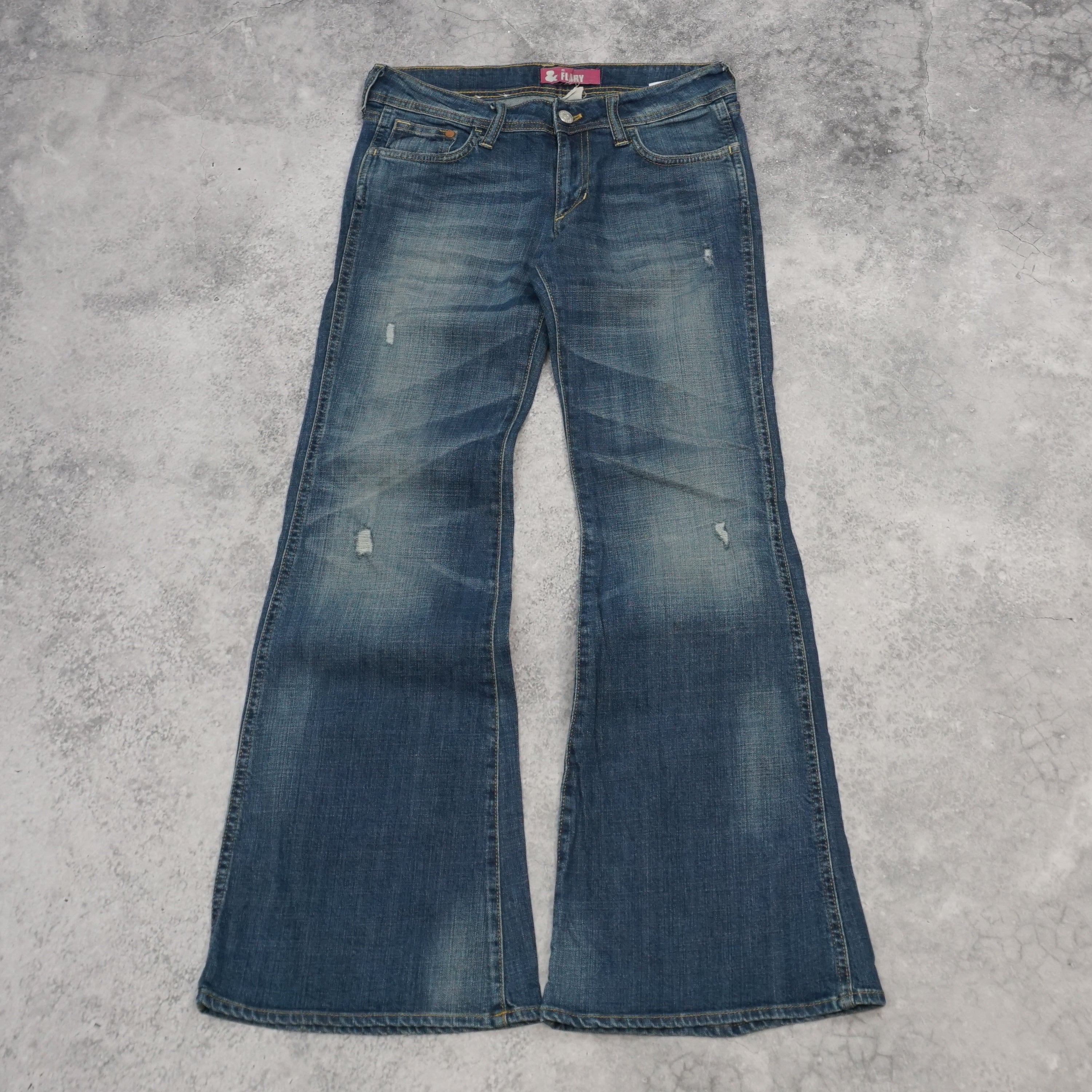 2000s Flair Flared Distressed Jeans