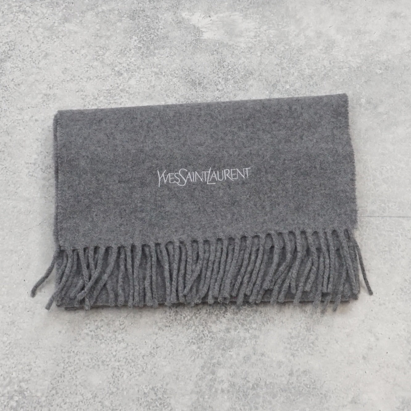 2000s Yves Saint Laurent Wool Fringed Scarf