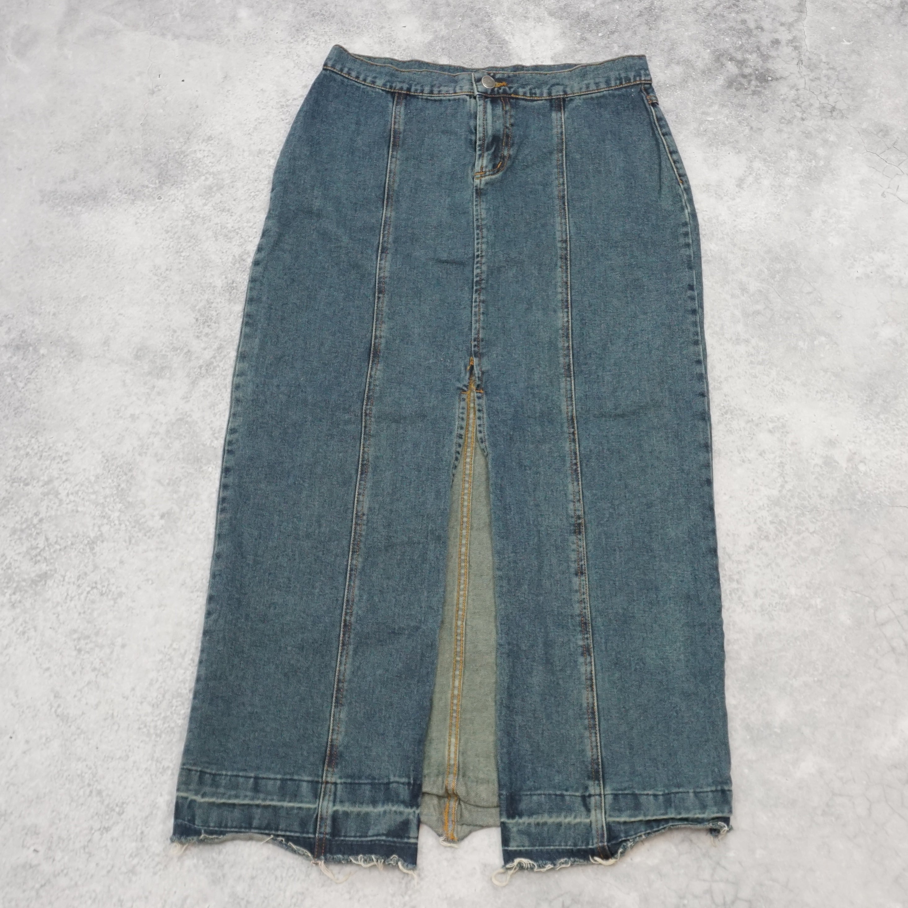 2000s Junk Denim Midi Skirt