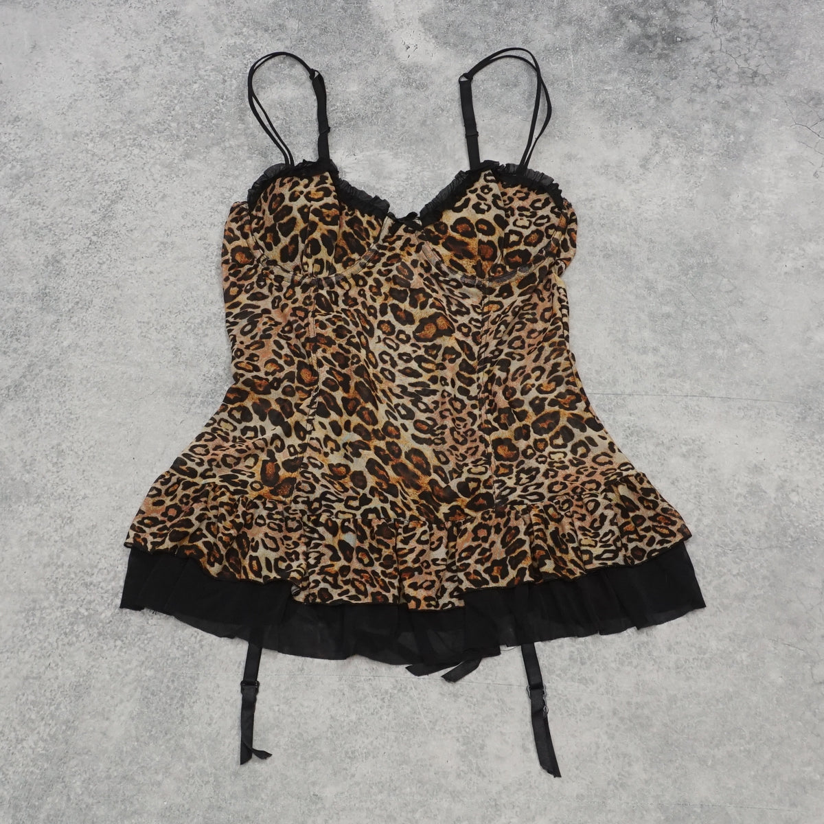 Leopard Mesh Garter Cami