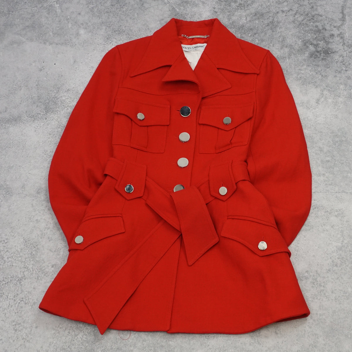 90s Dolce & Gabbana Red Utility Trench Coat