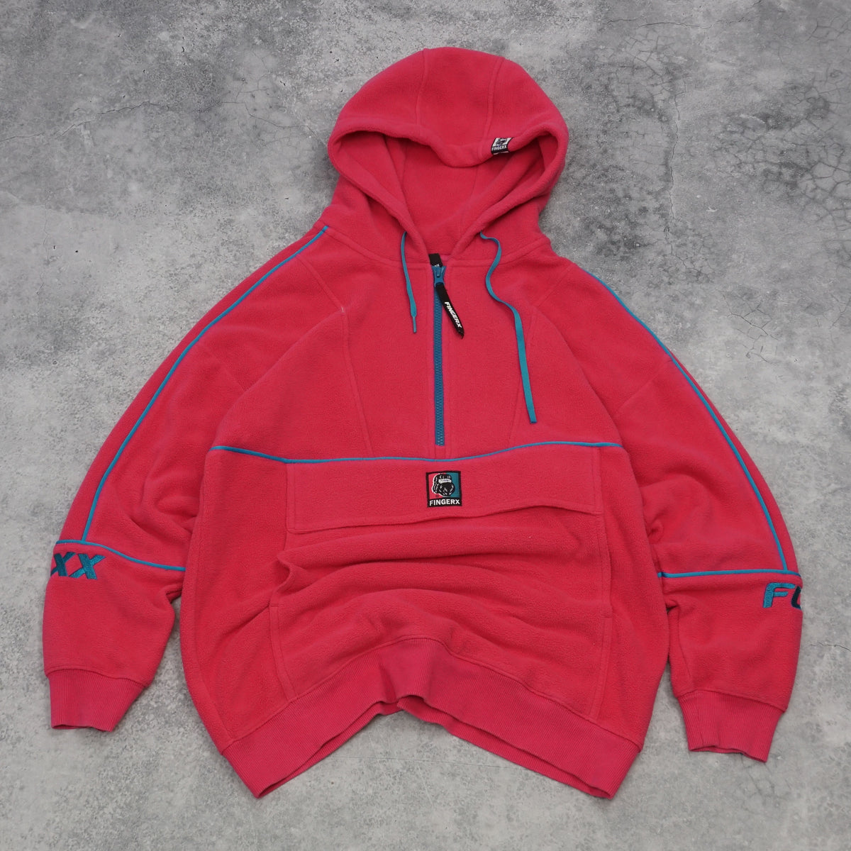 Fingercroxx Quarter Zip Embroidered Fleece Hoodie