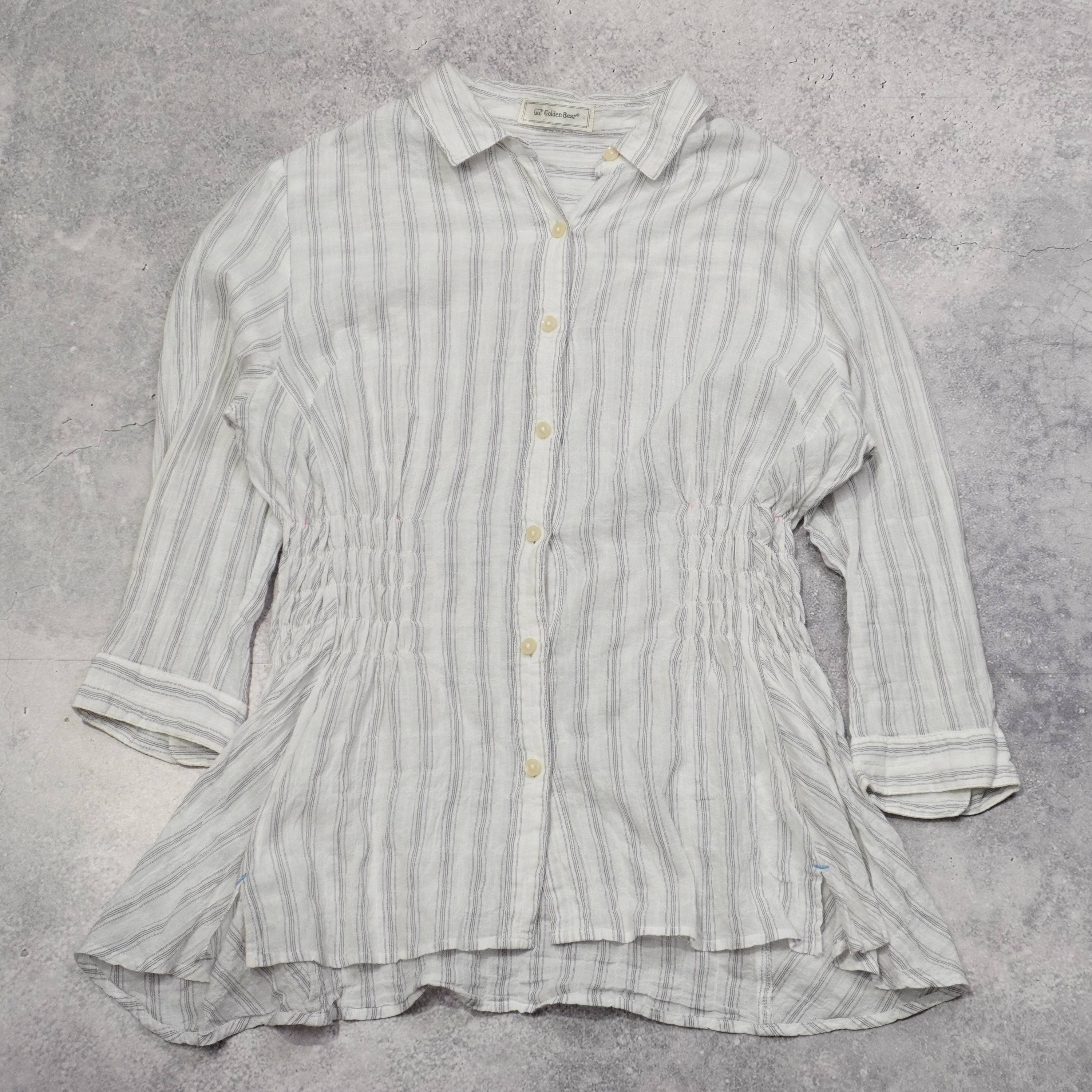 2000s Golden Bear Striped Button Up