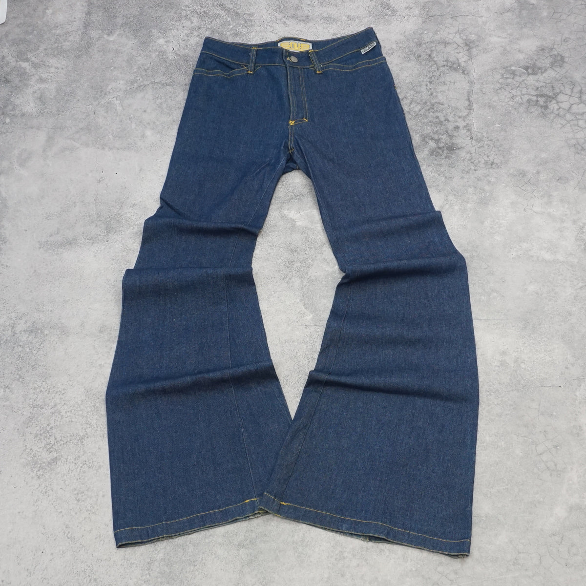 2000s Snug Flare Yellow Stitch Jeans