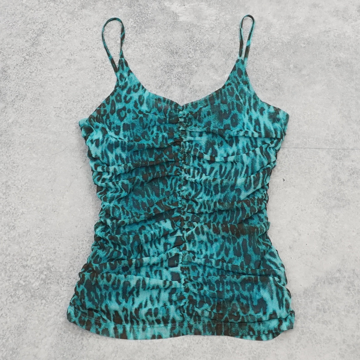 2000s X Chromosome In X Leopard Print Ruched Cami Top