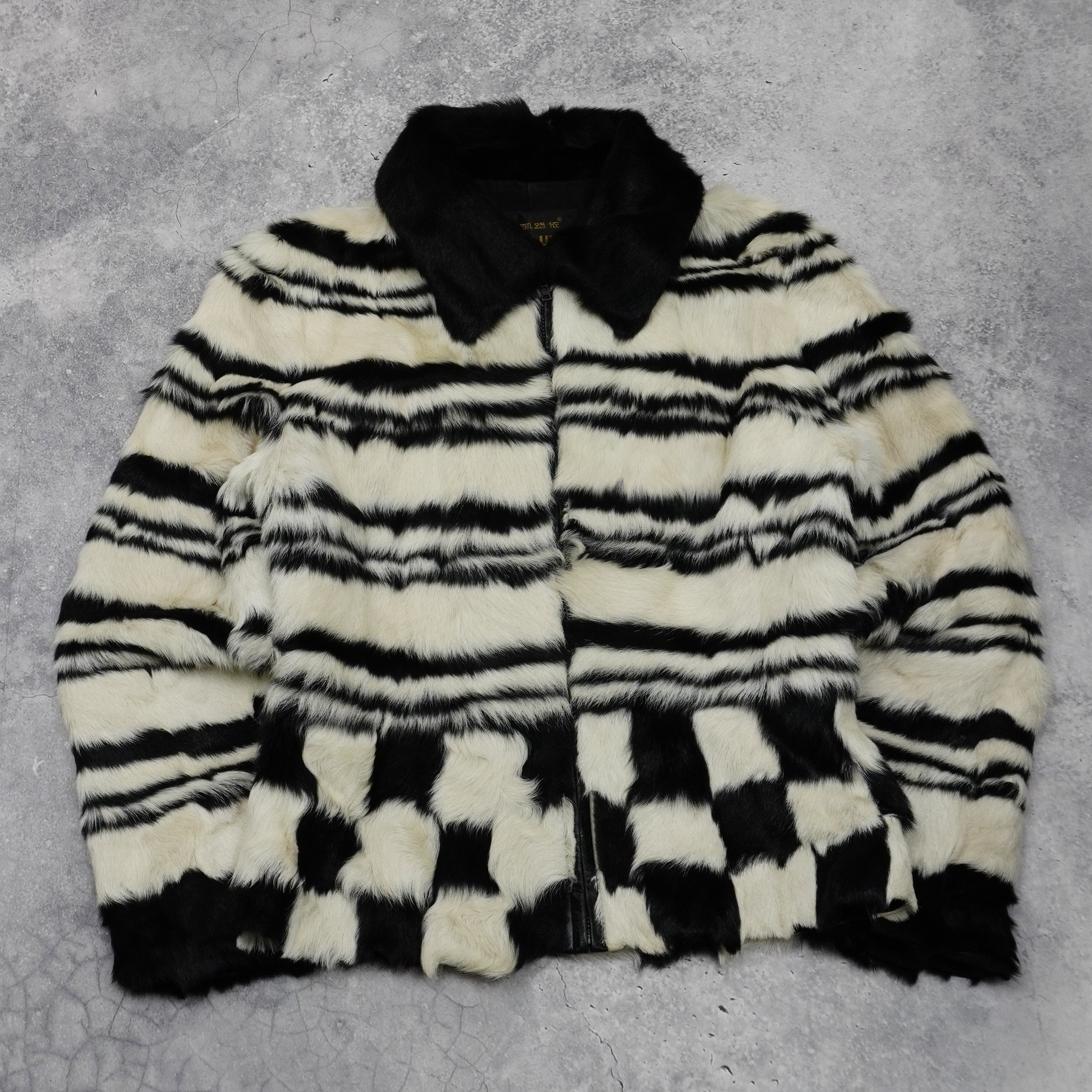 2000s Striped Fur Jacket