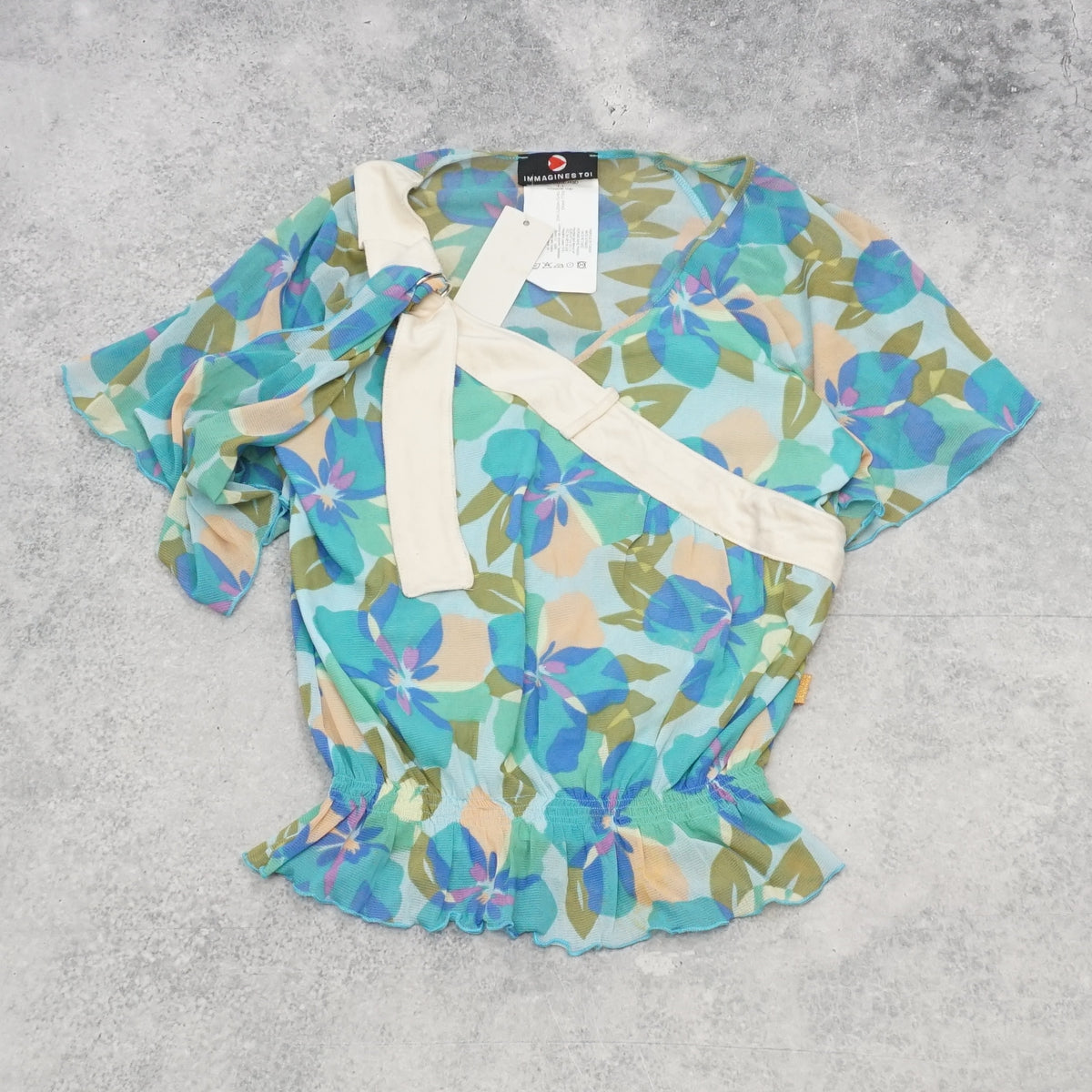 90s Immaginestoi Floral Wrap Blouse