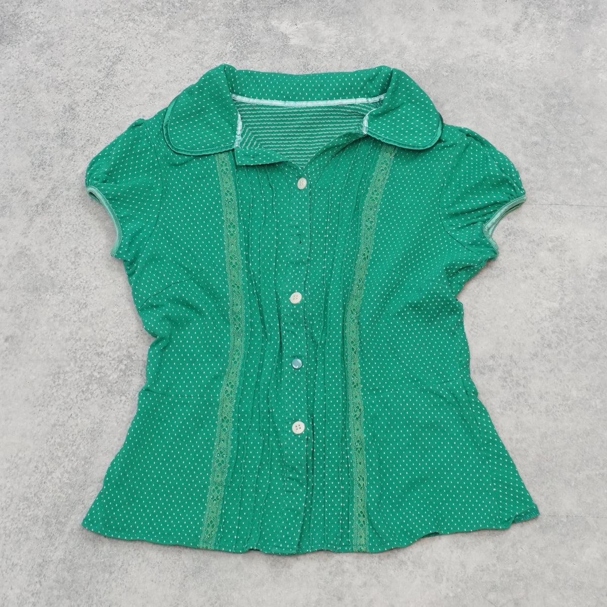 Polka Dot Lace Trim Blouse