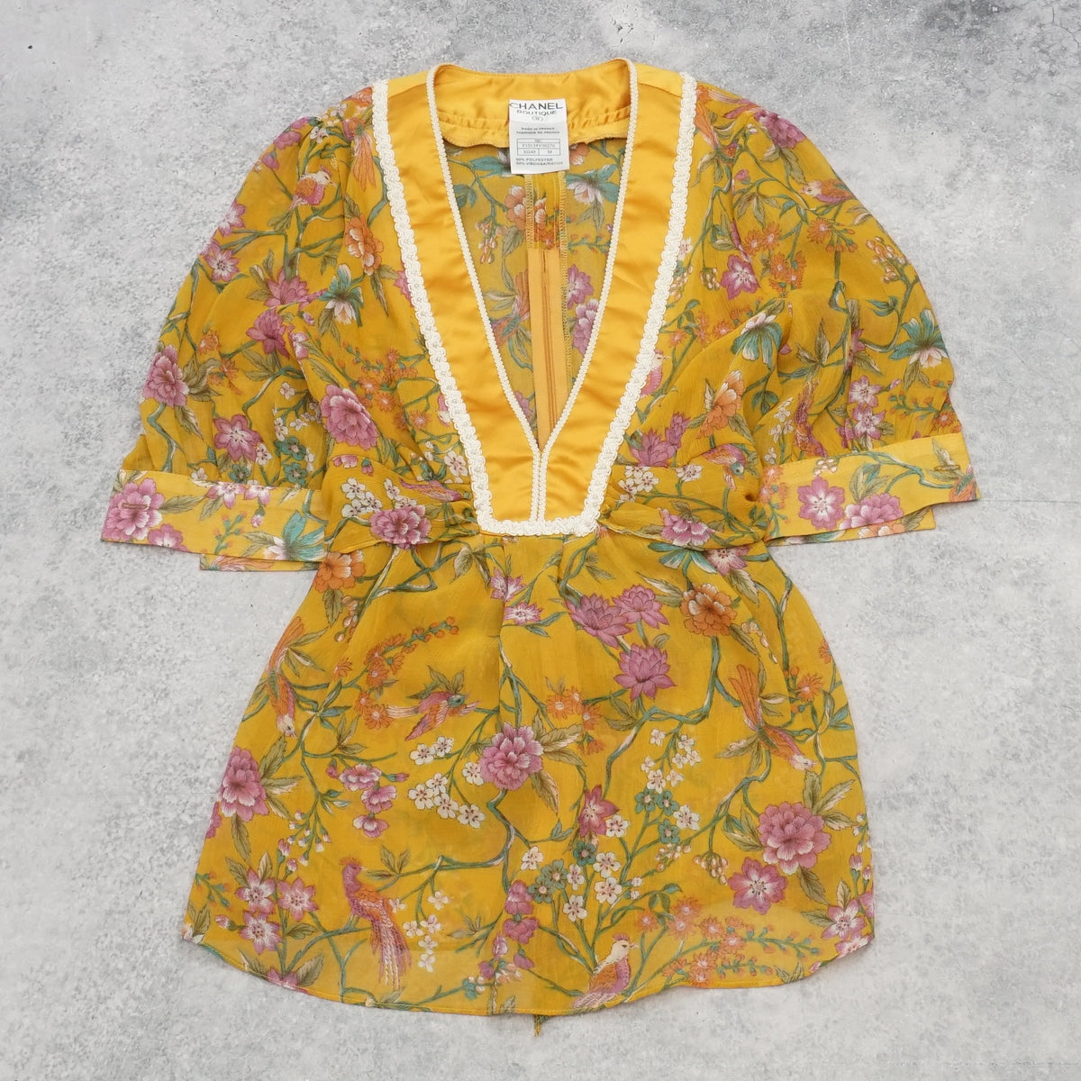 90s Chanel Boutique Floral Belted Blouse