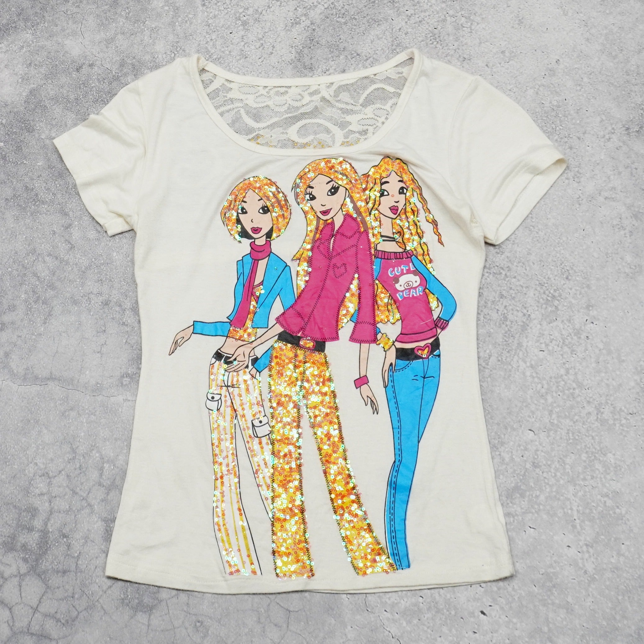 2000s Graphic Sequin Top