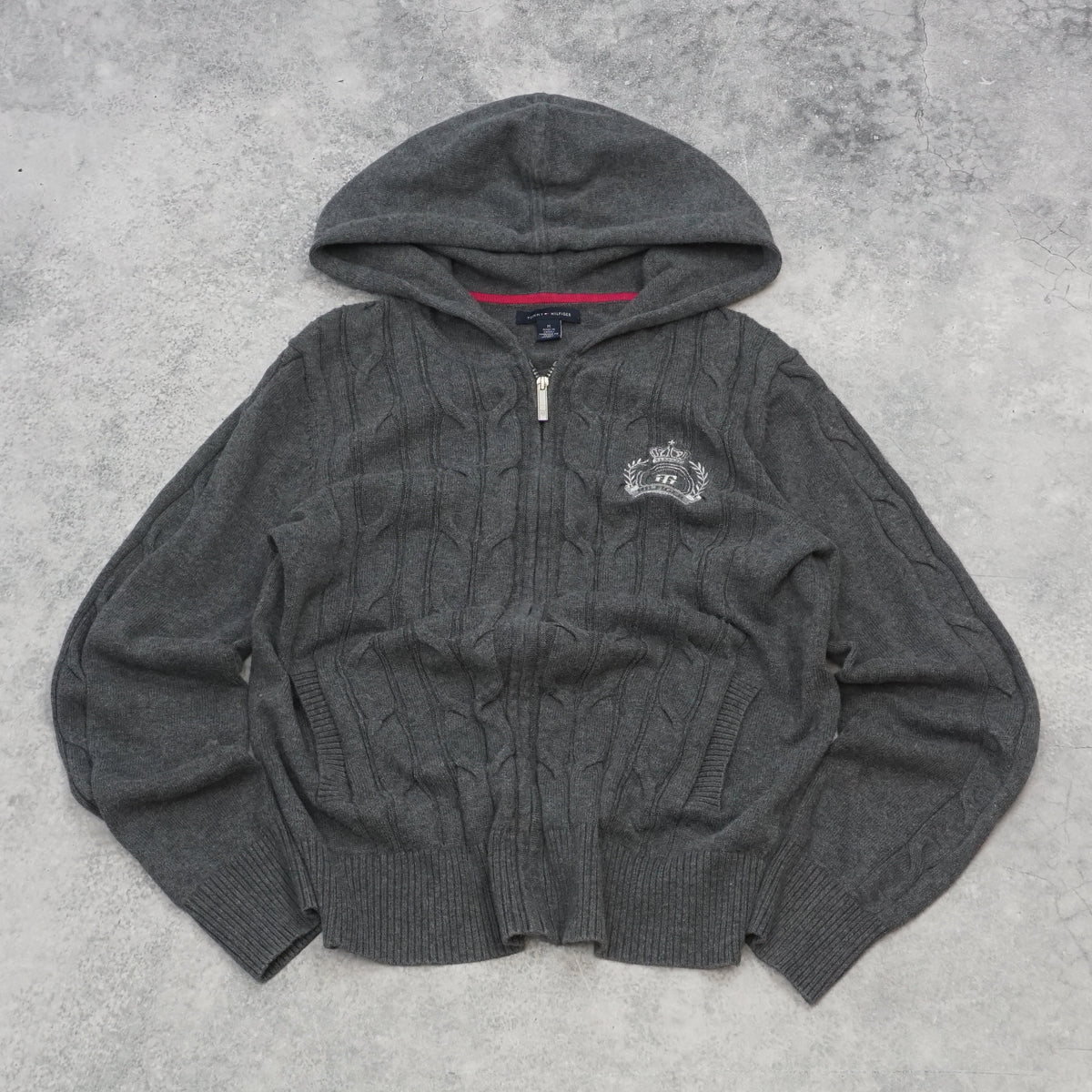 2000s Tommy Hilfiger Cable Knit Zip Up Hoodie