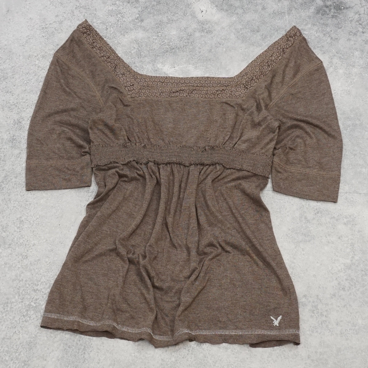 2000s Color Box Square Neck Empire Waist Top