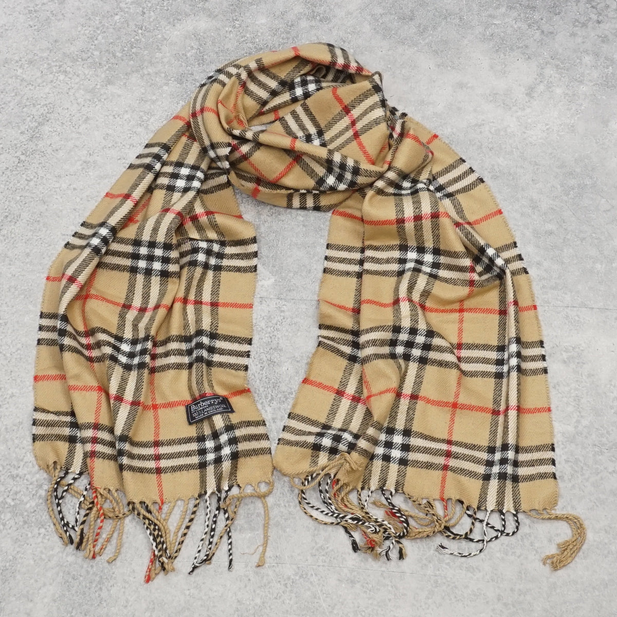 90s Burberrys Nova Check Lambswool Scarf