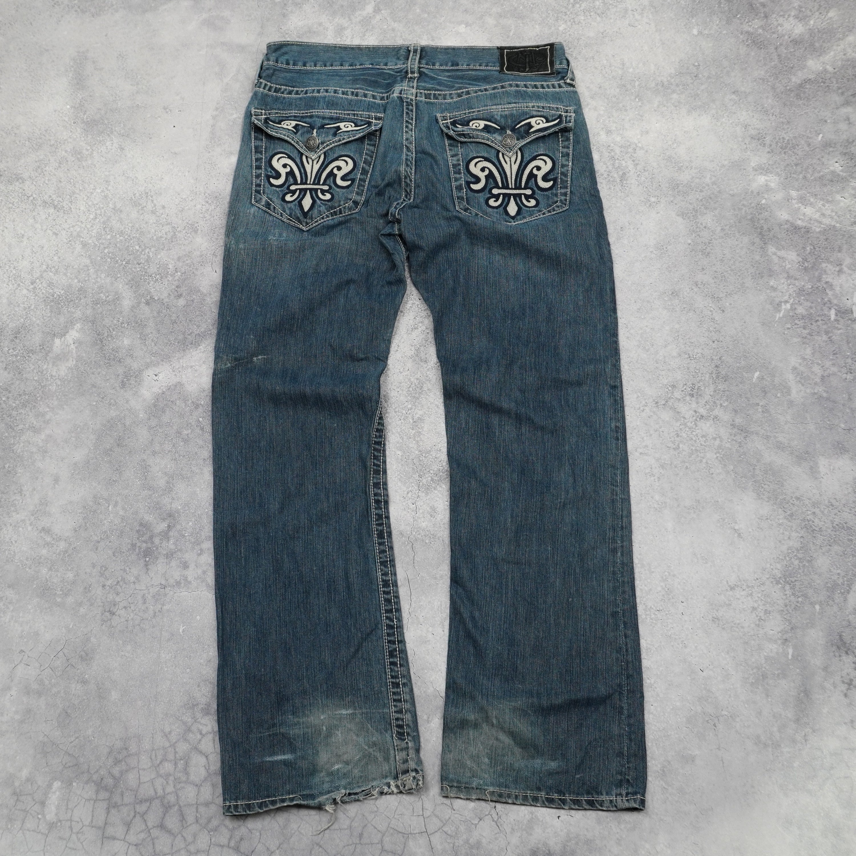 2000s Fleur-de-Lis Embroidered Bootcut Jeans