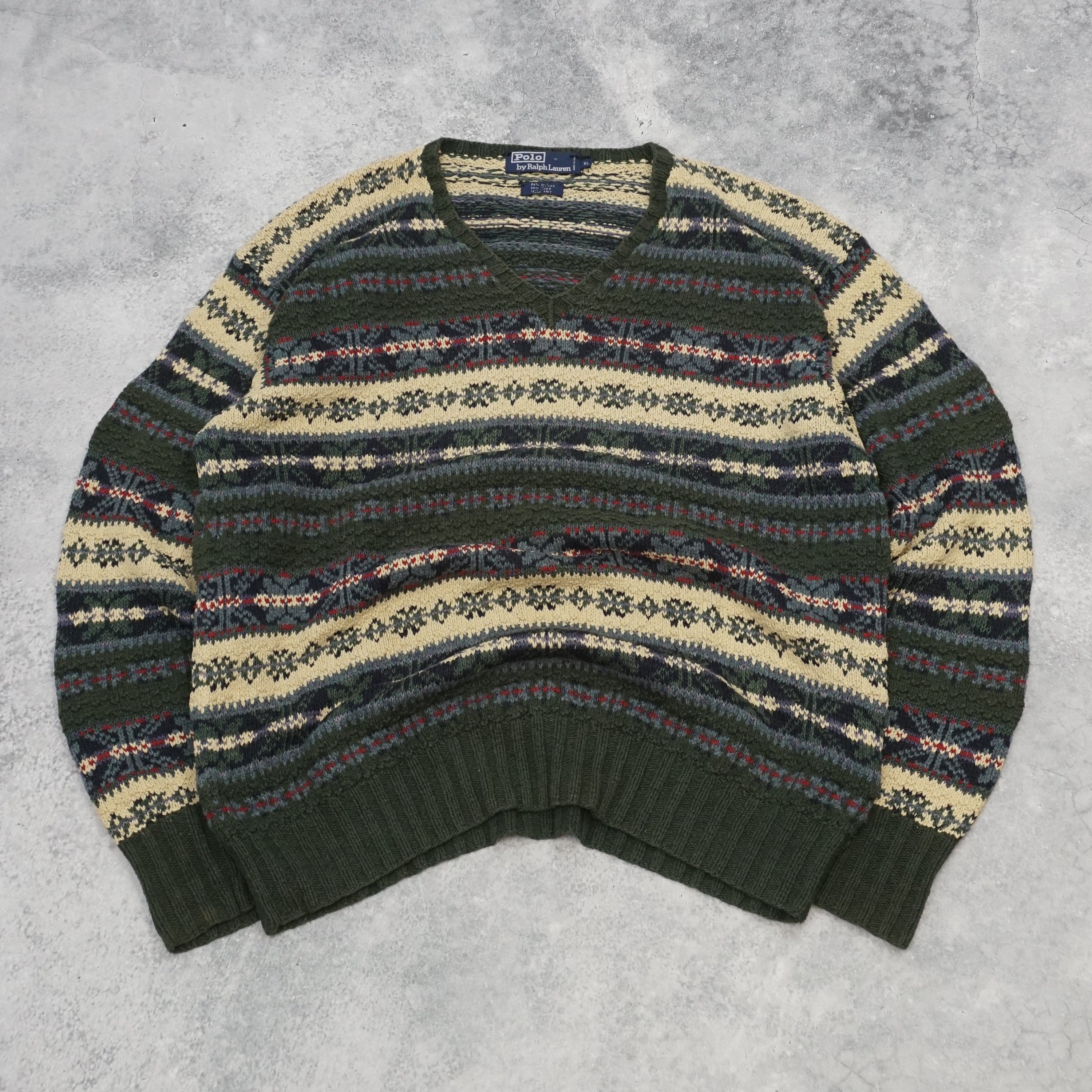 90s Polo Knit Patterned Sweater
