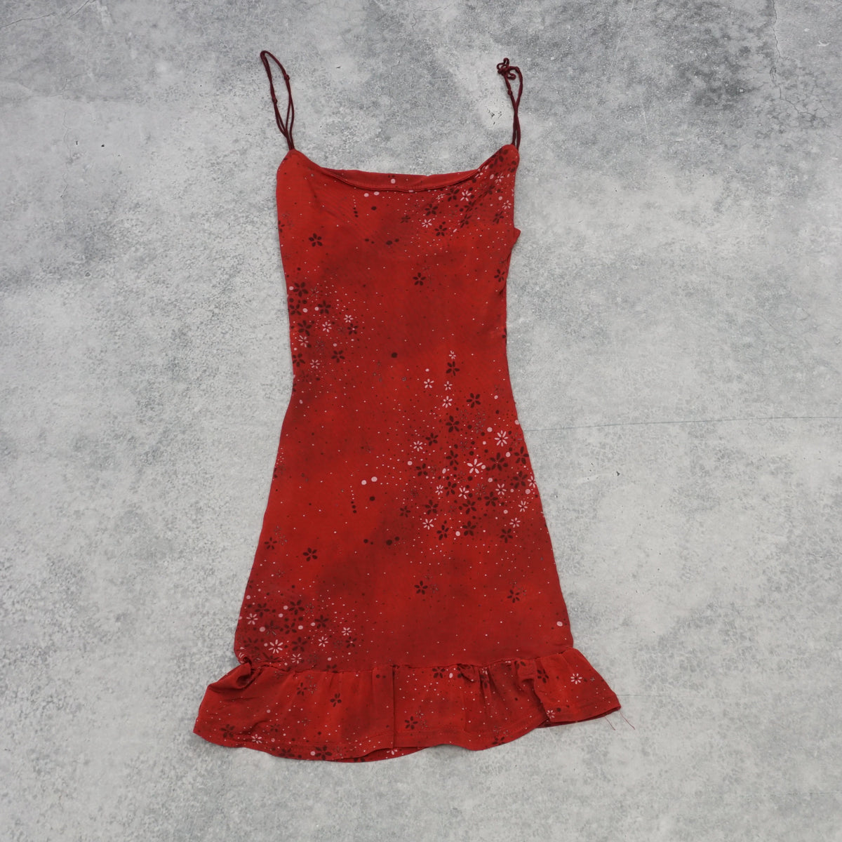 2000s Sasch Floral Glitter Ruffle Slip Dress Mini