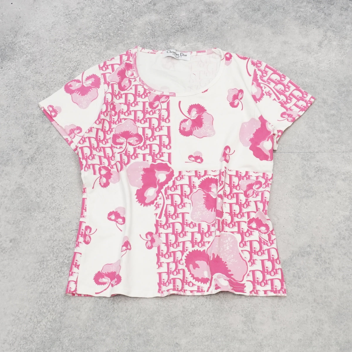 2000s Christian Dior Boutique Diorissimo Floral Monogram T-Shirt Top