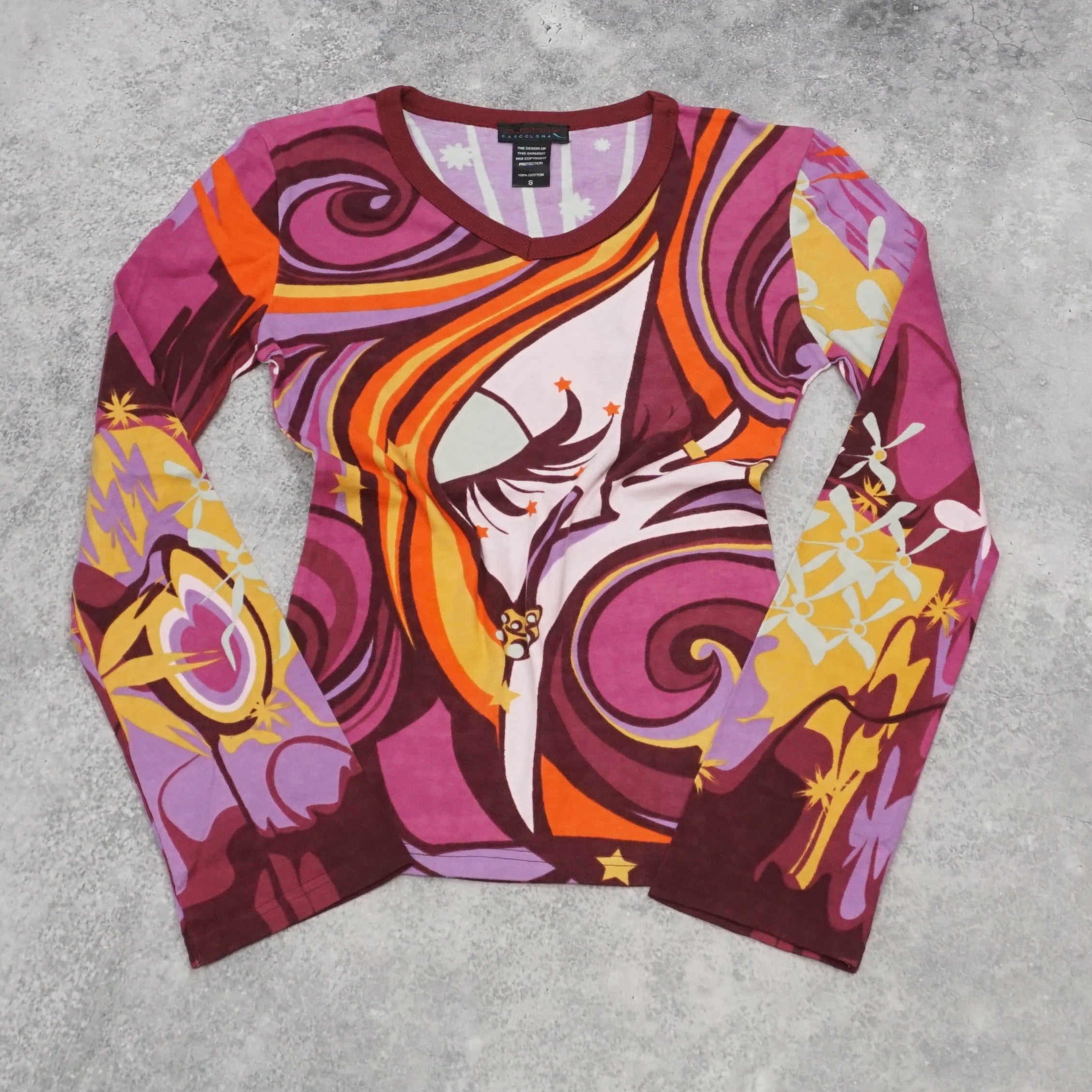 2000s Custo Barcelona Graphic Long Sleeve Top