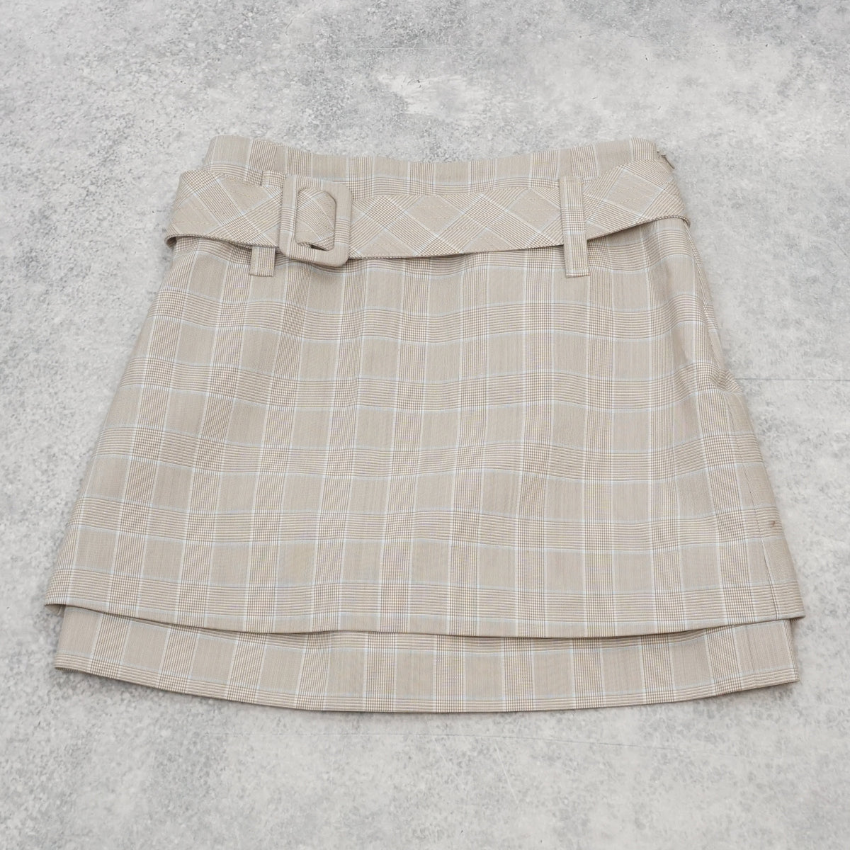 Maje Belted Plaid Mini Skirt