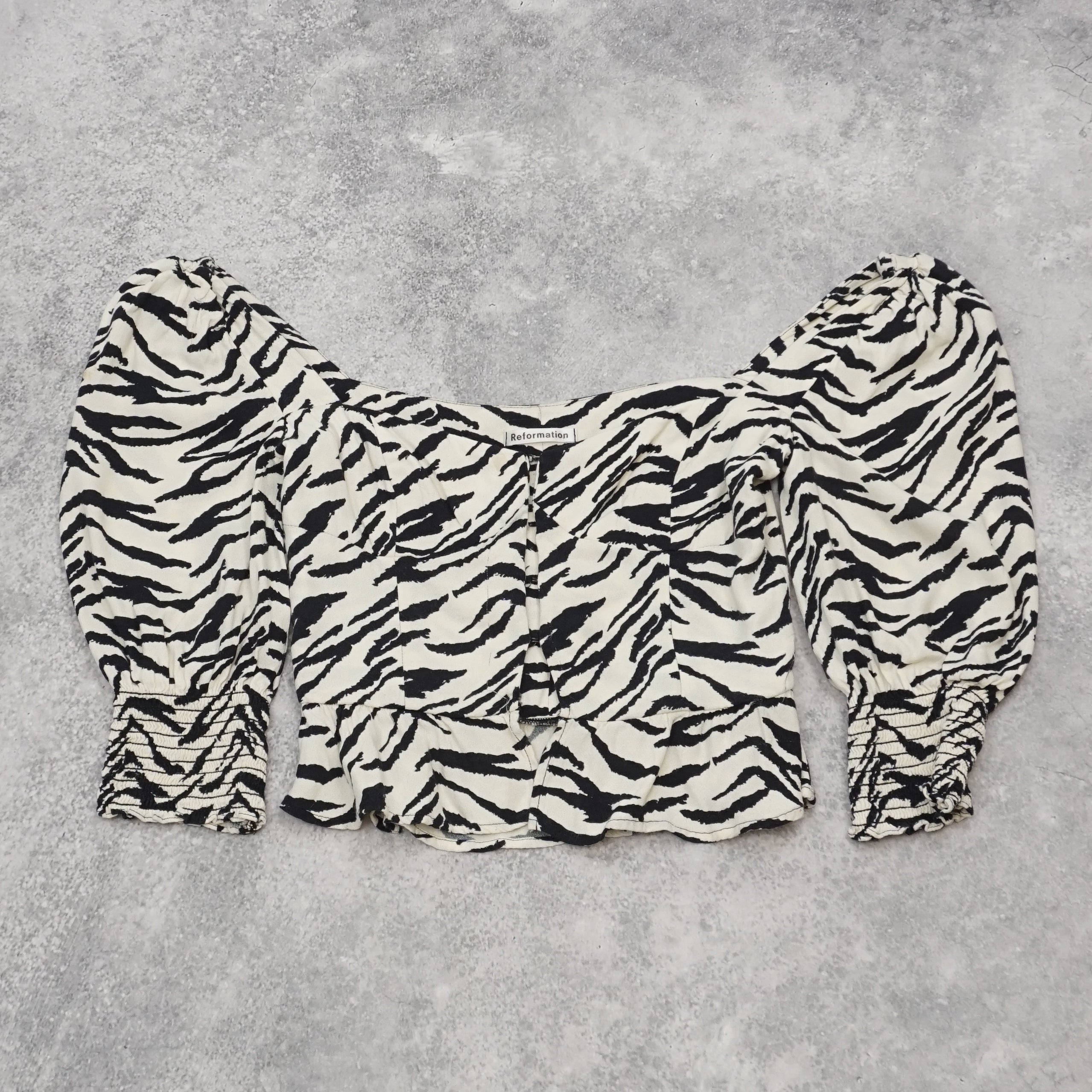 Reformation Zebra Print Puff Sleeve Top