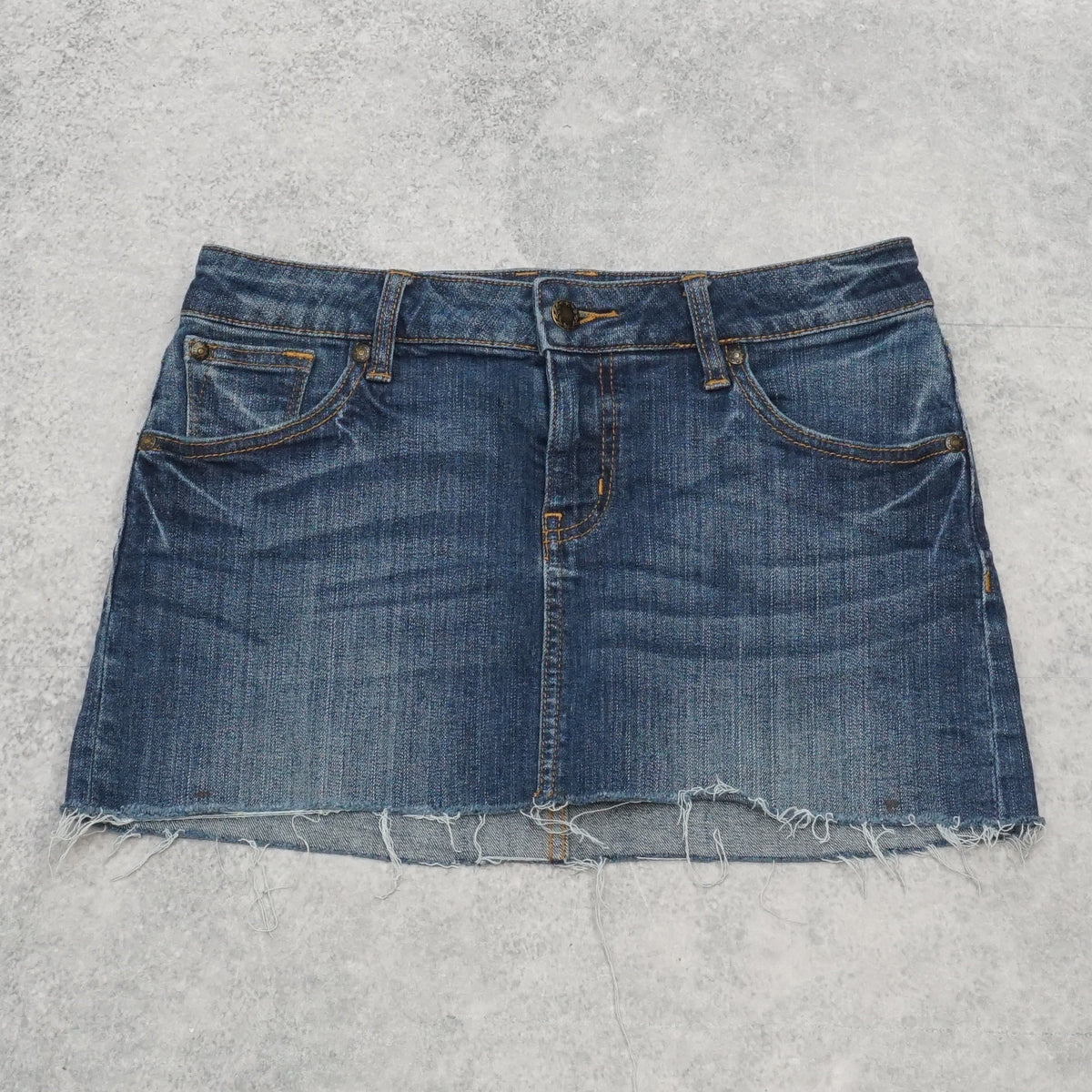 Denim Raw Hem Mini Skirt