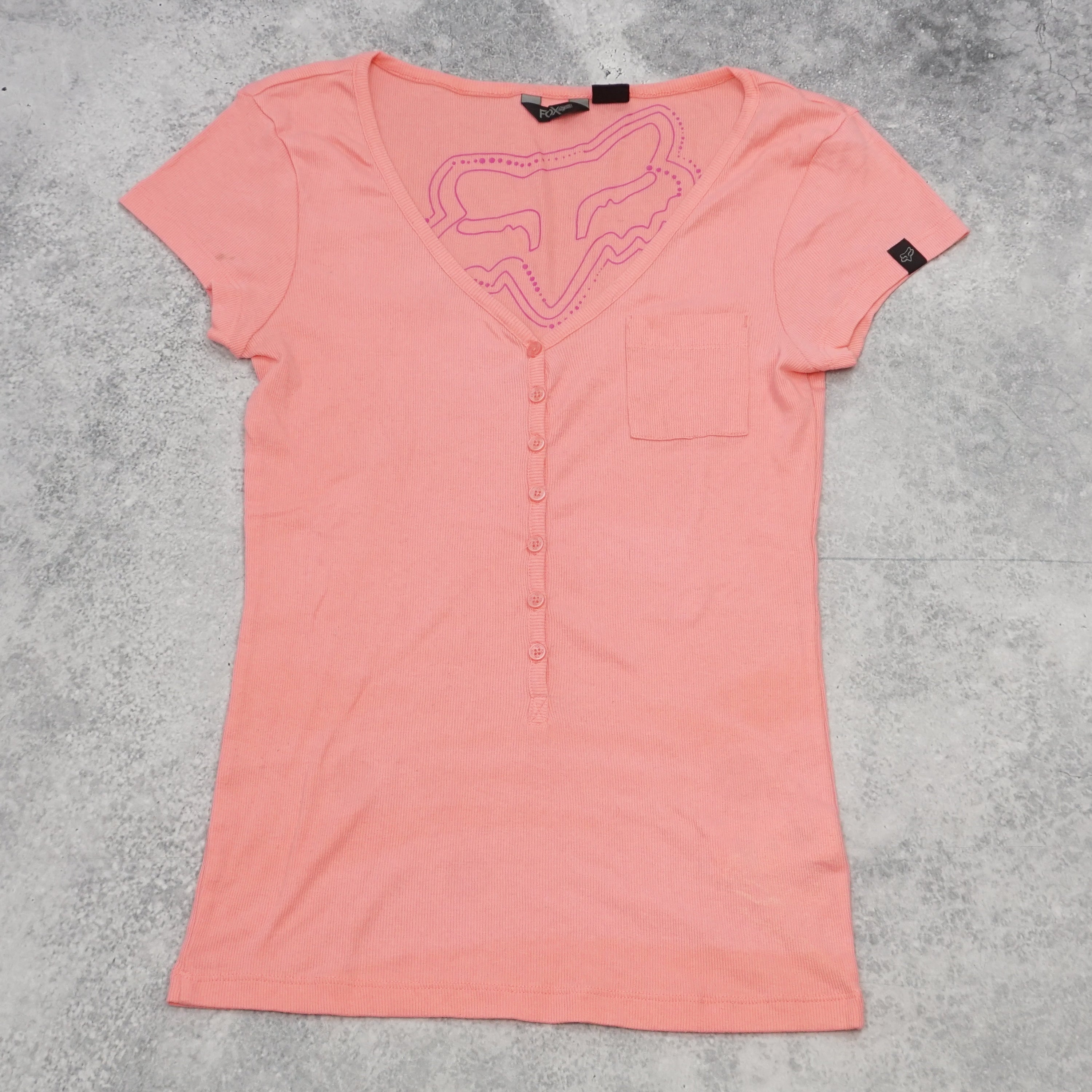 2000s Fox Ribbed Graphic Top Tee