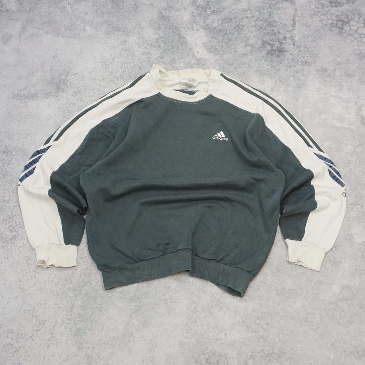 90s Adidas Colour Block Three Stripes Crewneck