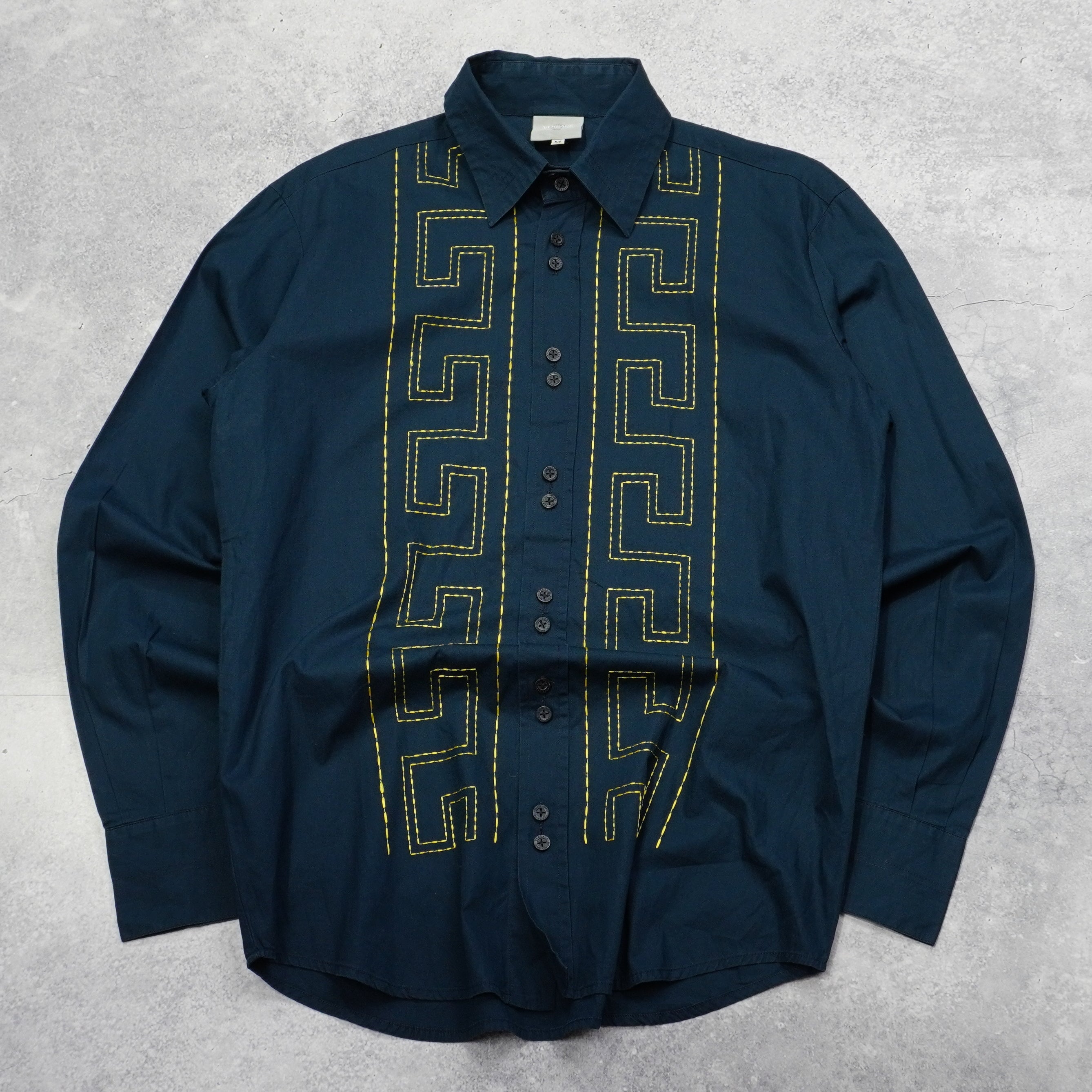 2000s Versace Embroidered Pattern Button Up