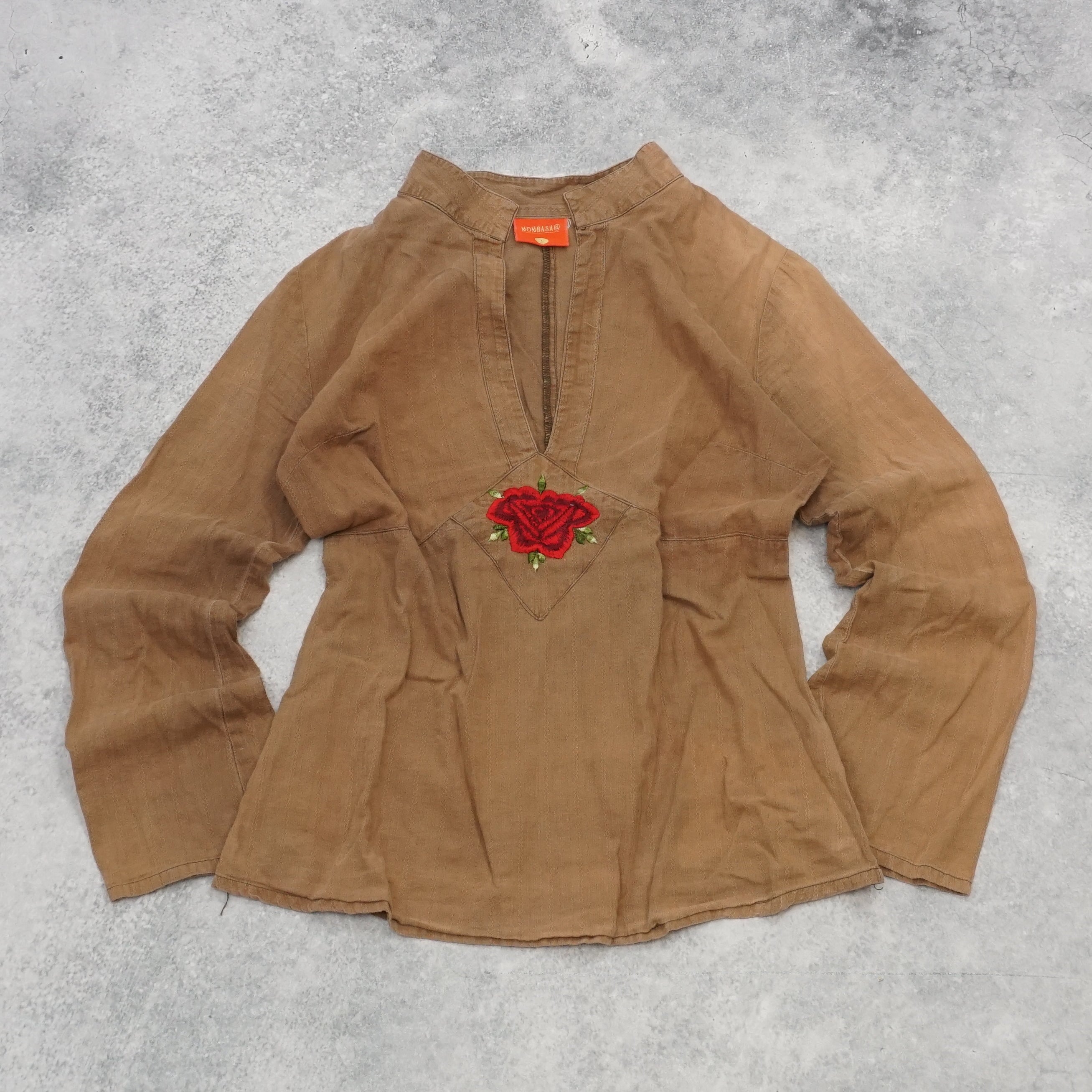 2000s Monbasa Embroidered Floral Top