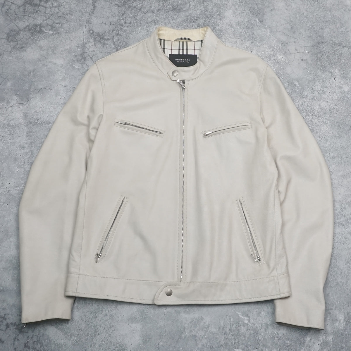 2000s Burberry Cream Leather Jacket