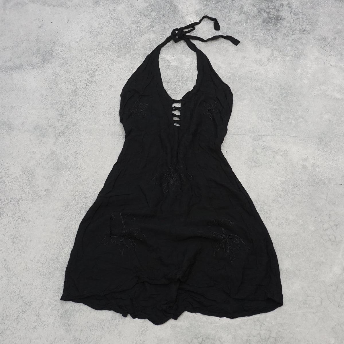 Embroidered Halter Dress